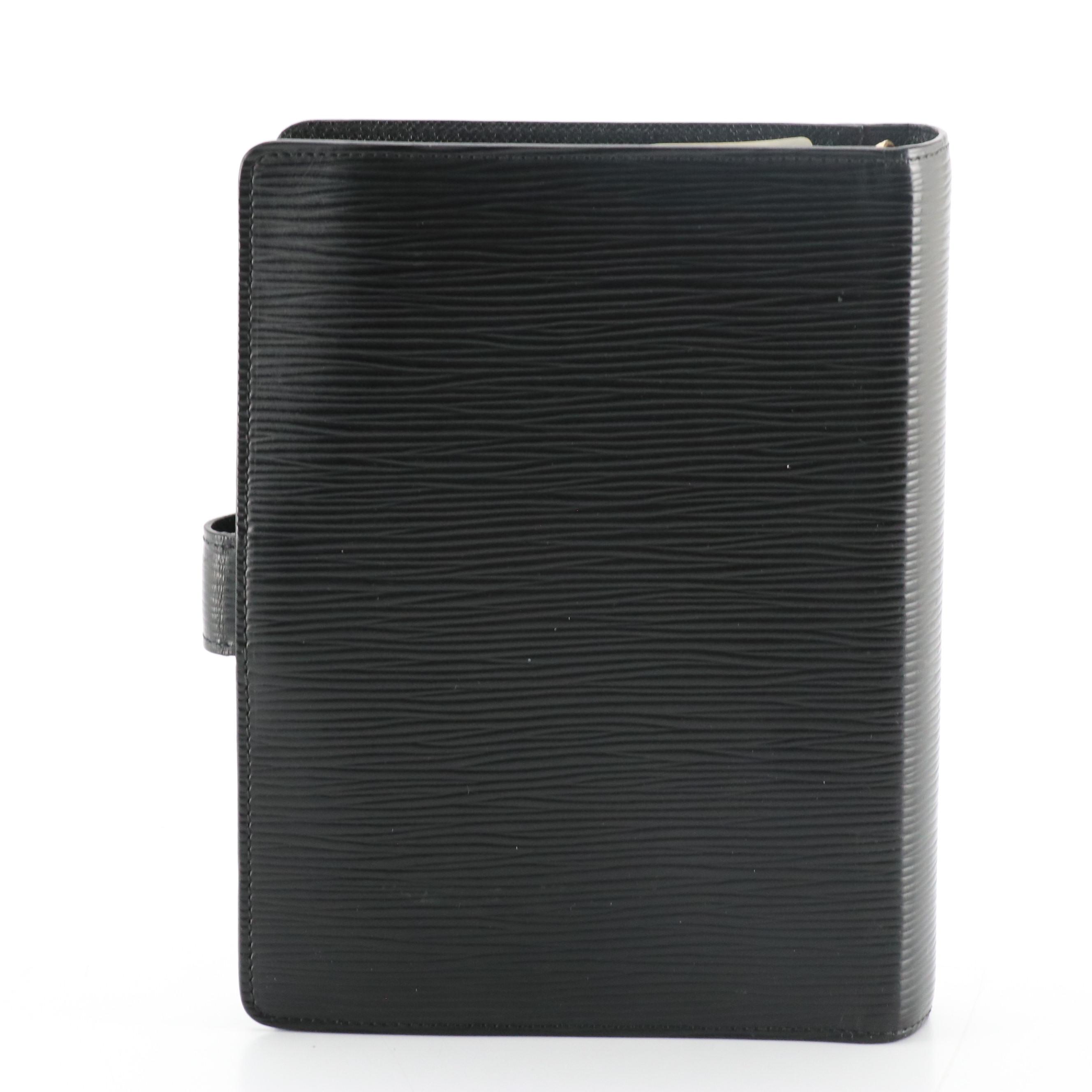 Louis Vuitton 6 Ring Agenda Cover in Black Epi Leather