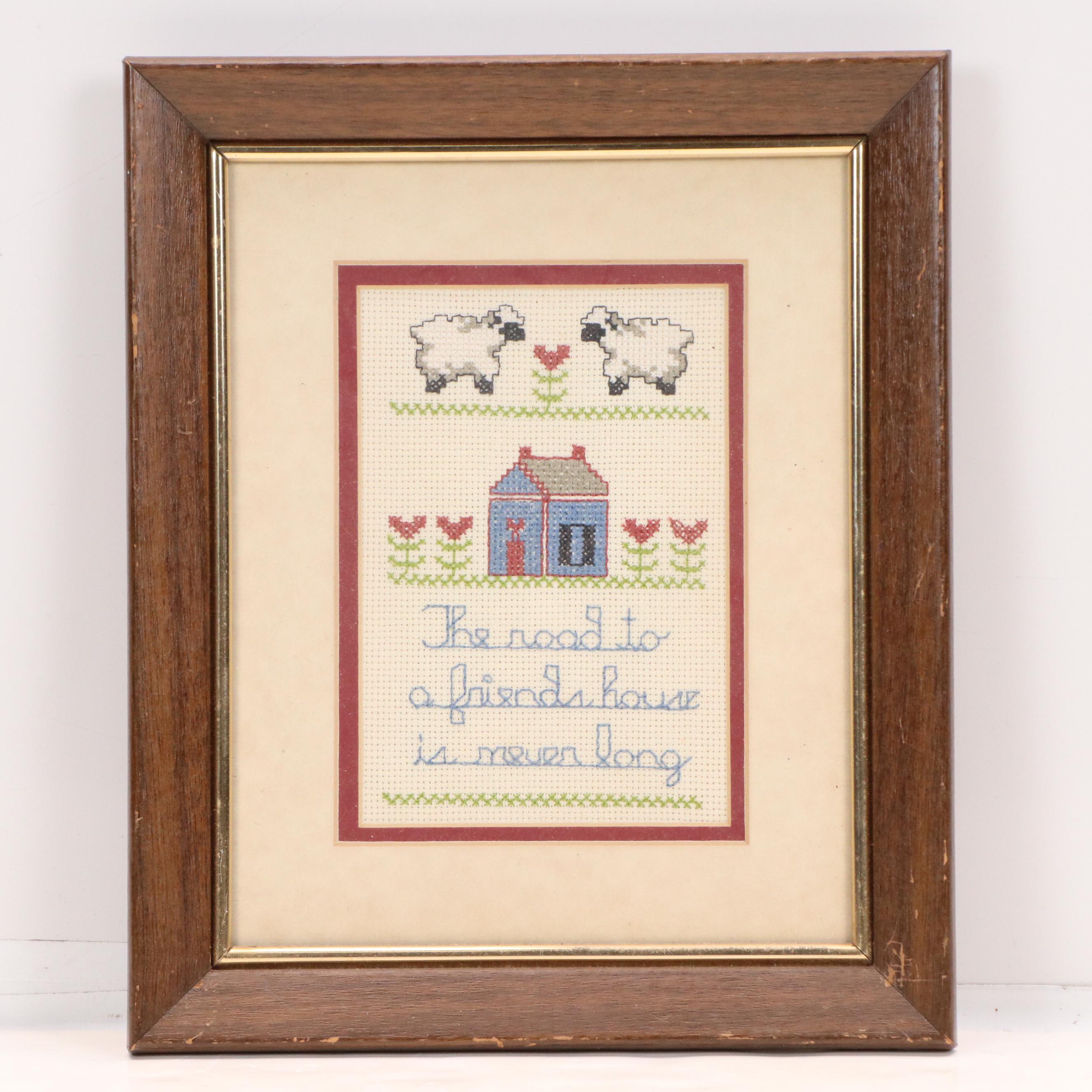 Traditional Embroidery Panels and Offset Lithographs, Mid to Late 20th Century