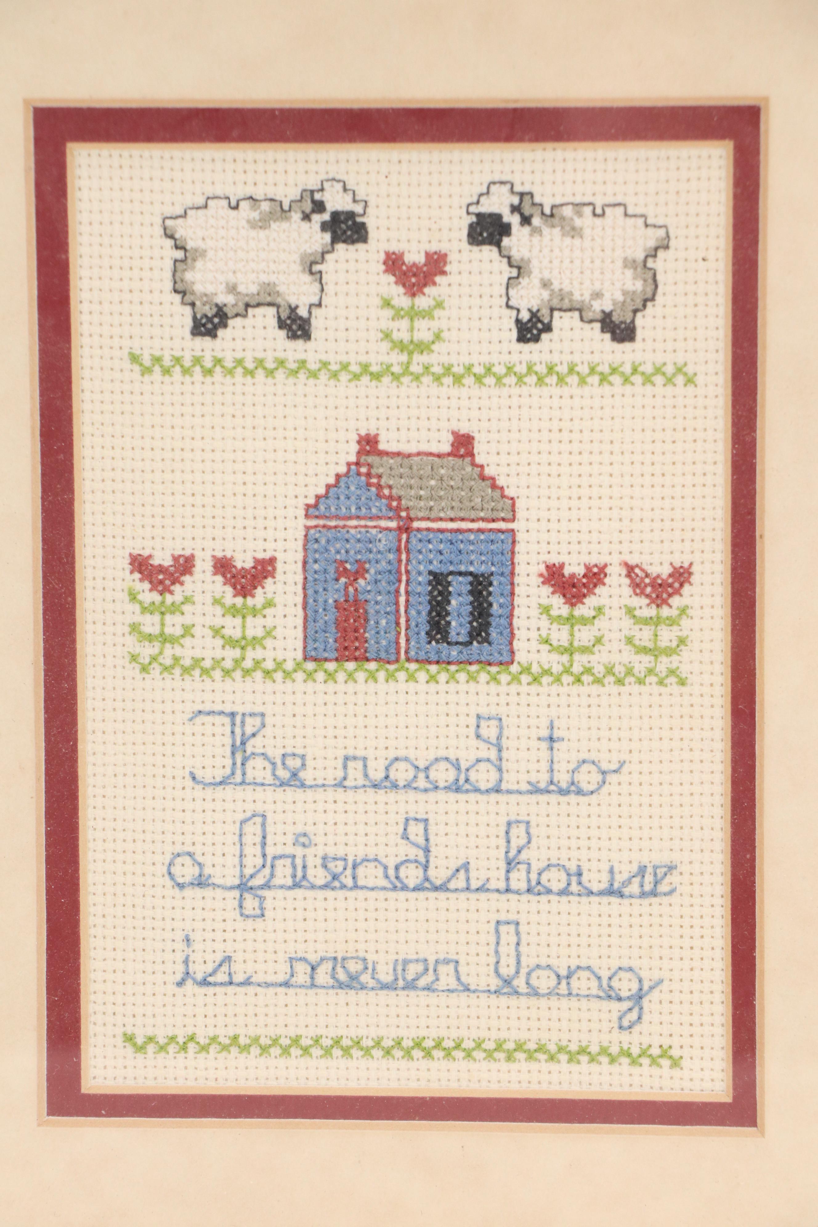 Traditional Embroidery Panels and Offset Lithographs, Mid to Late 20th Century