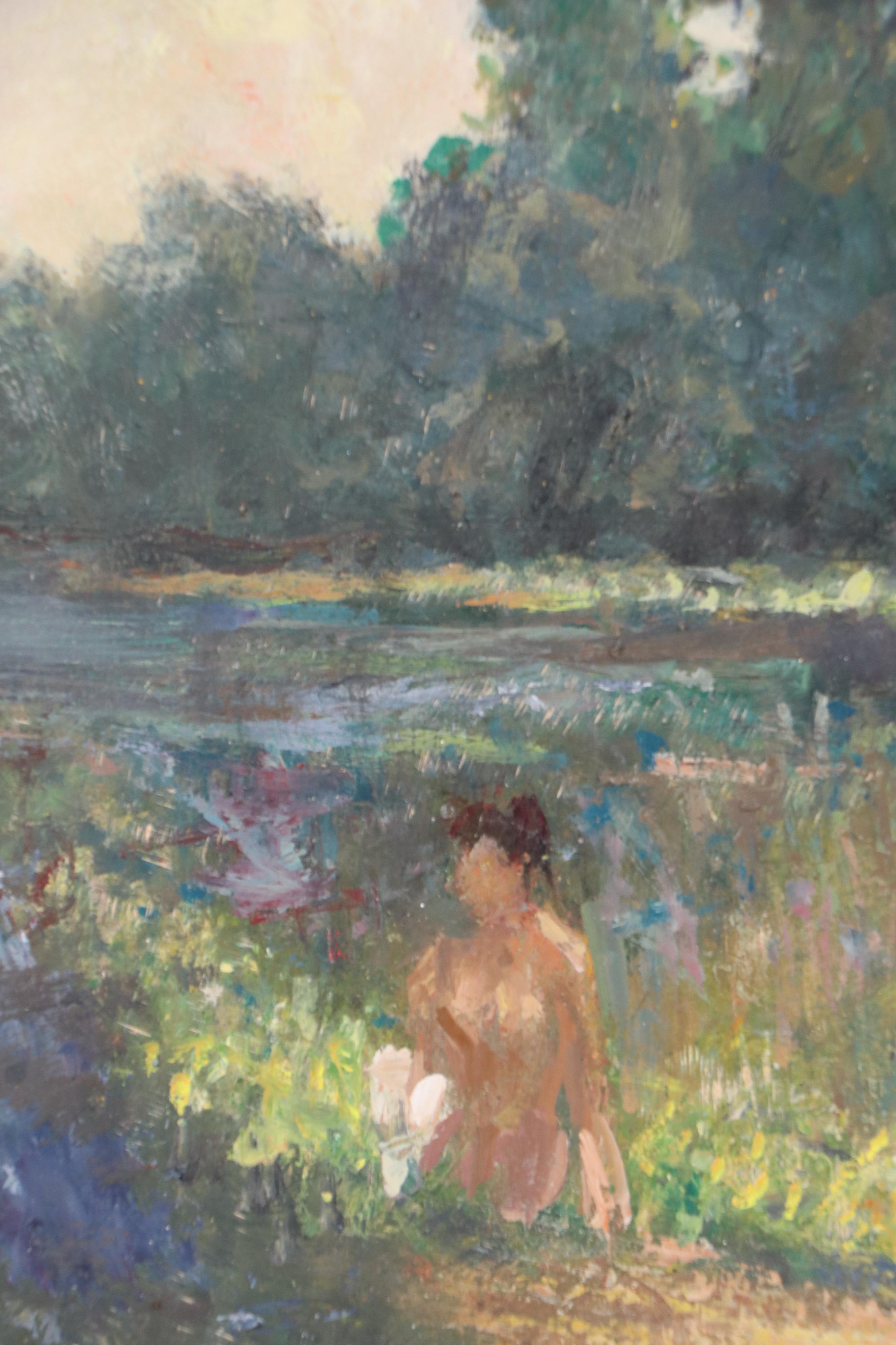 Kevin Kasik Oil Painting "Lovers at the Pond," 2025