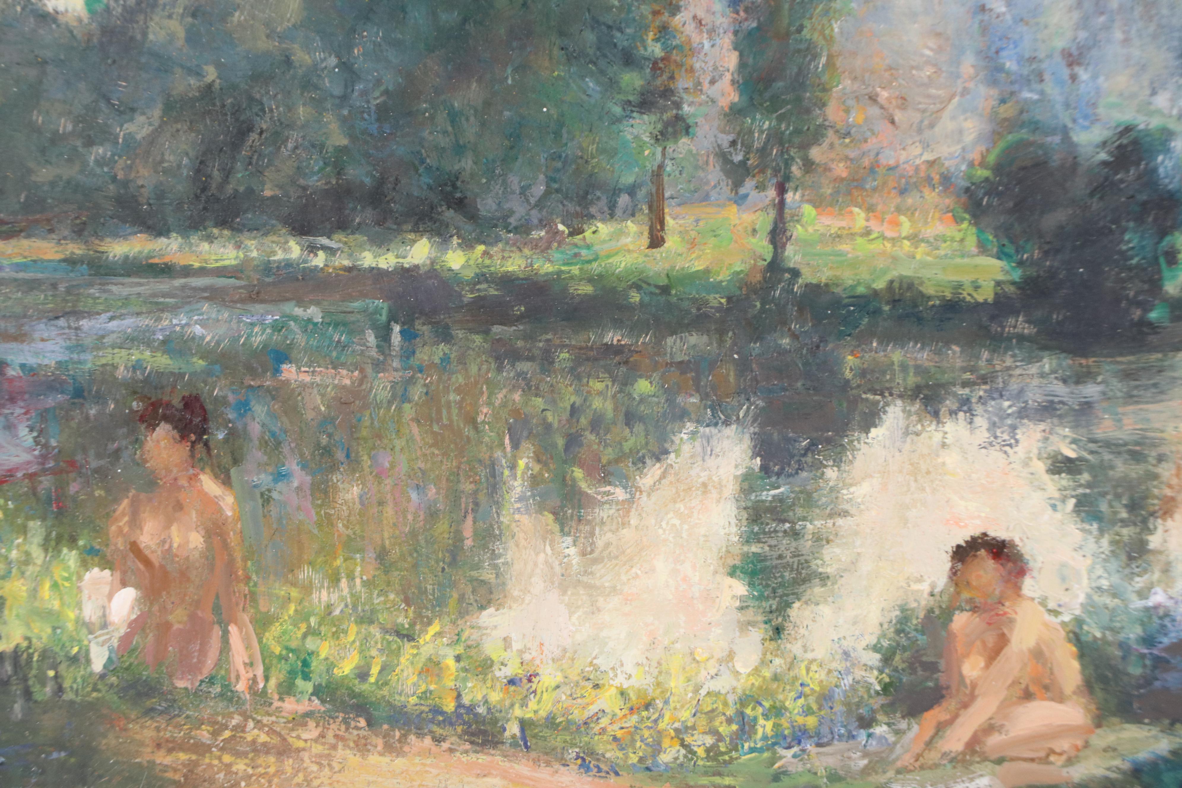 Kevin Kasik Oil Painting "Lovers at the Pond," 2025