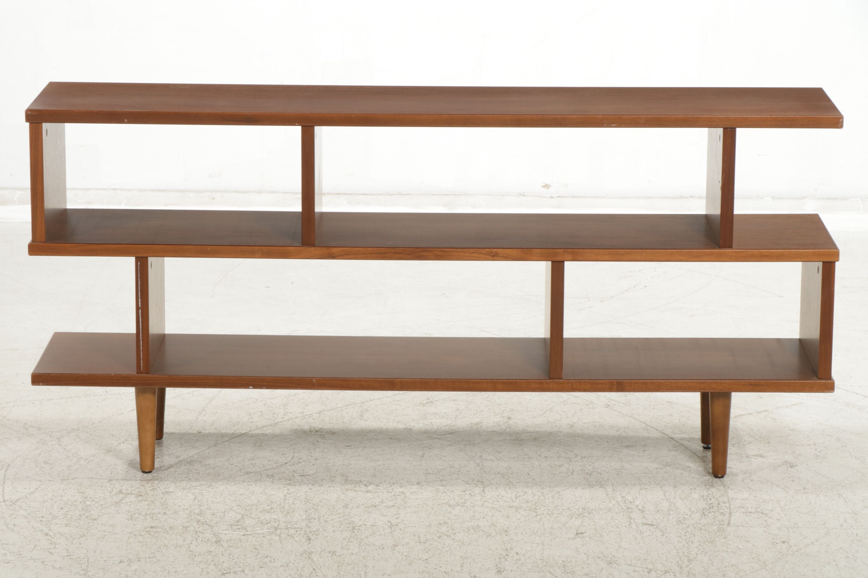 Danish Modern Walnut Veneer Credenza Bookcase, 21st Century