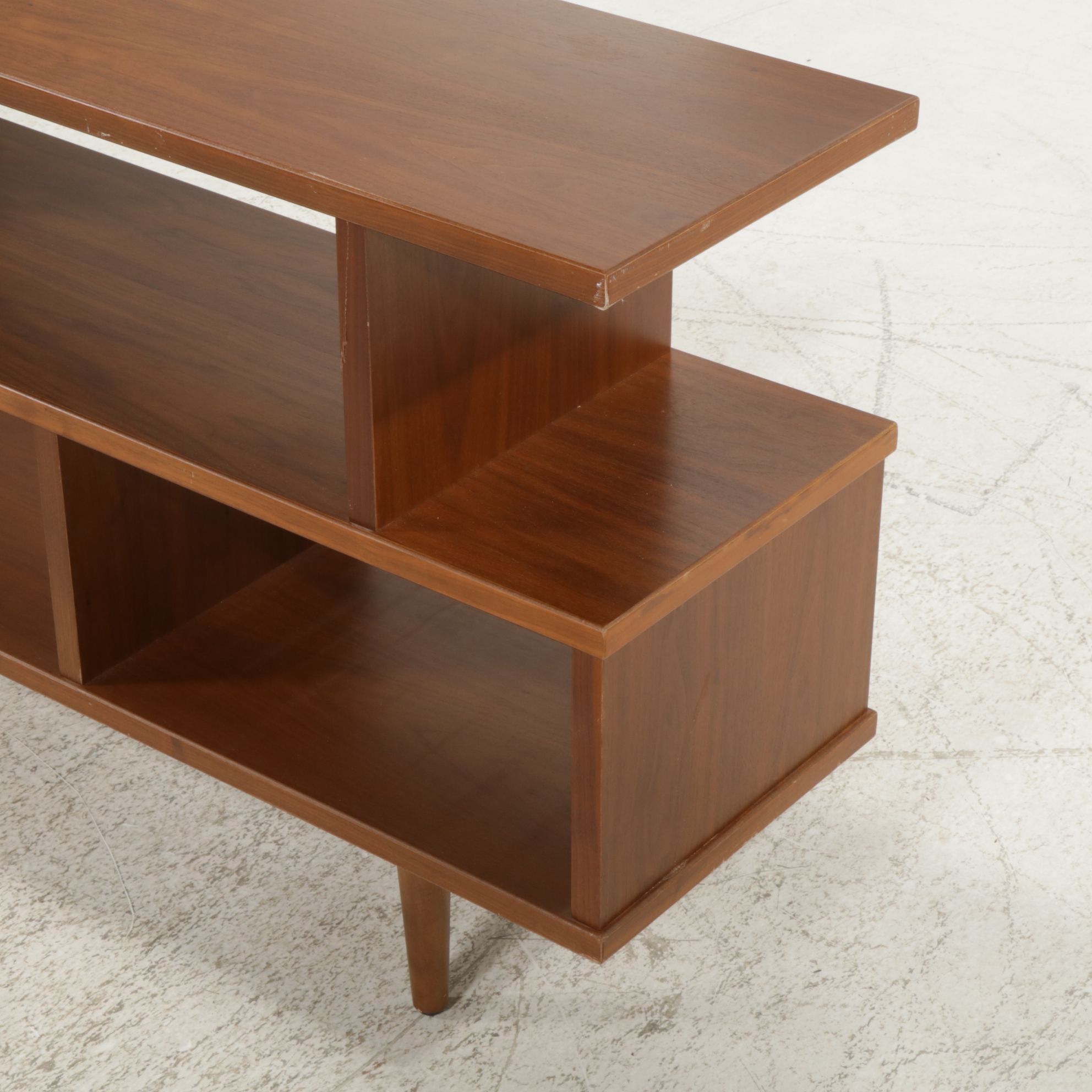 Danish Modern Walnut Veneer Credenza Bookcase, 21st Century