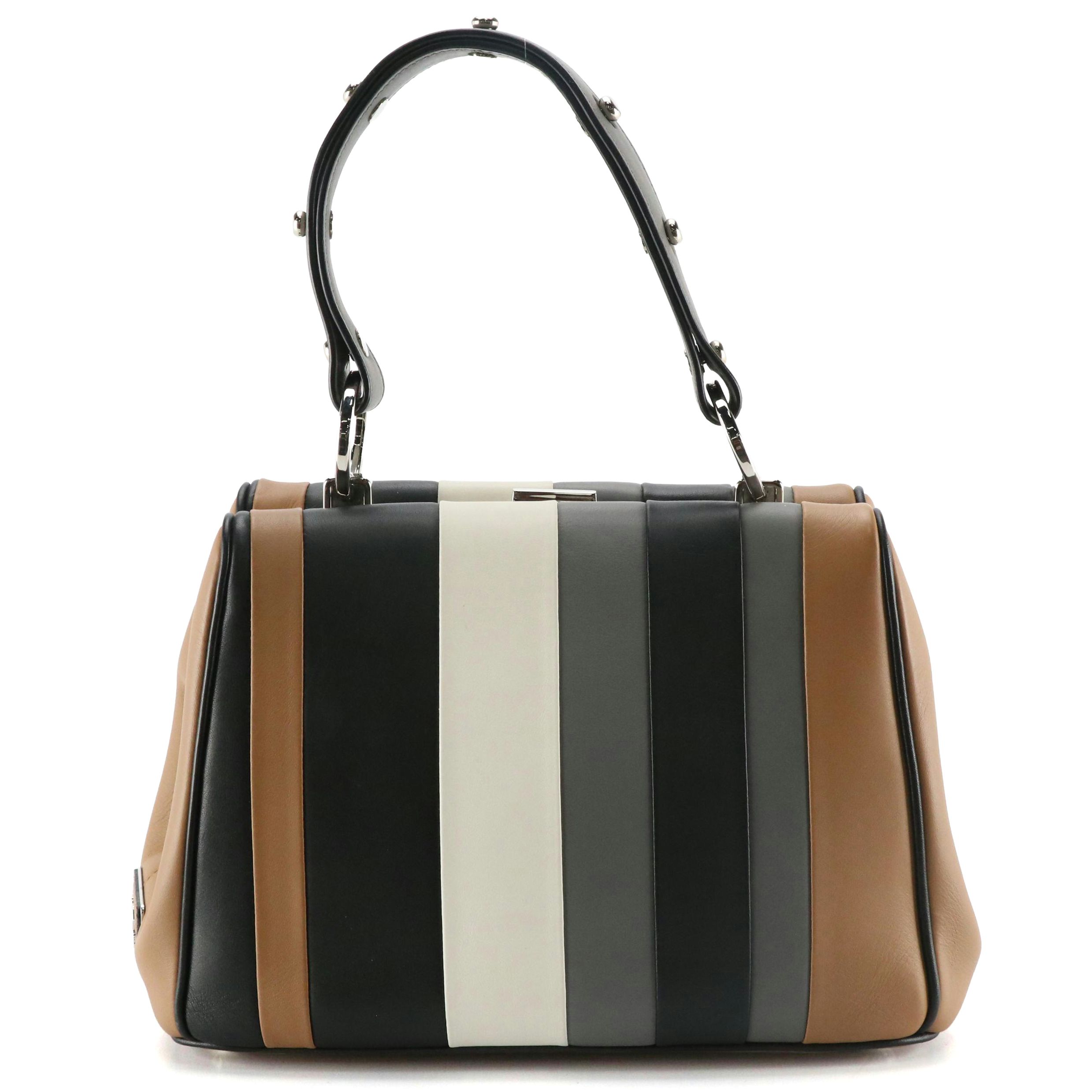 Prada Baiadera Frame Handbag in Tricolor Striped Calfskin Leather