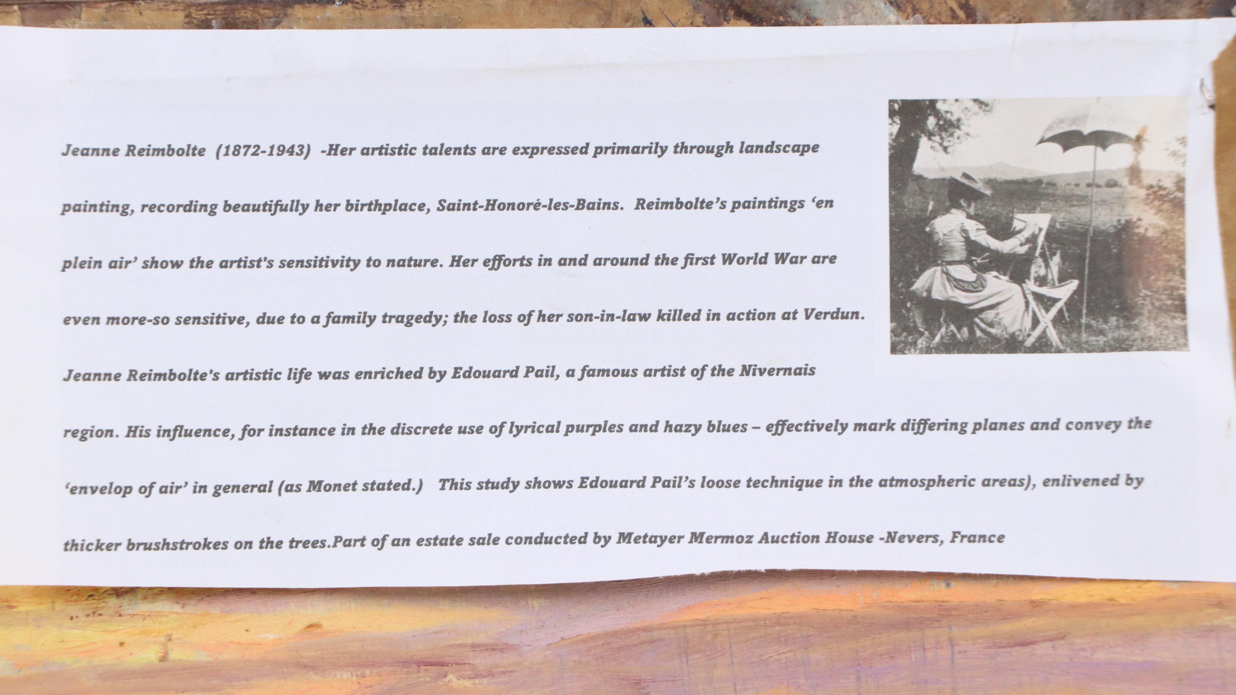 Attributed to Jeanne Reimbolte Landscape Oil Painting