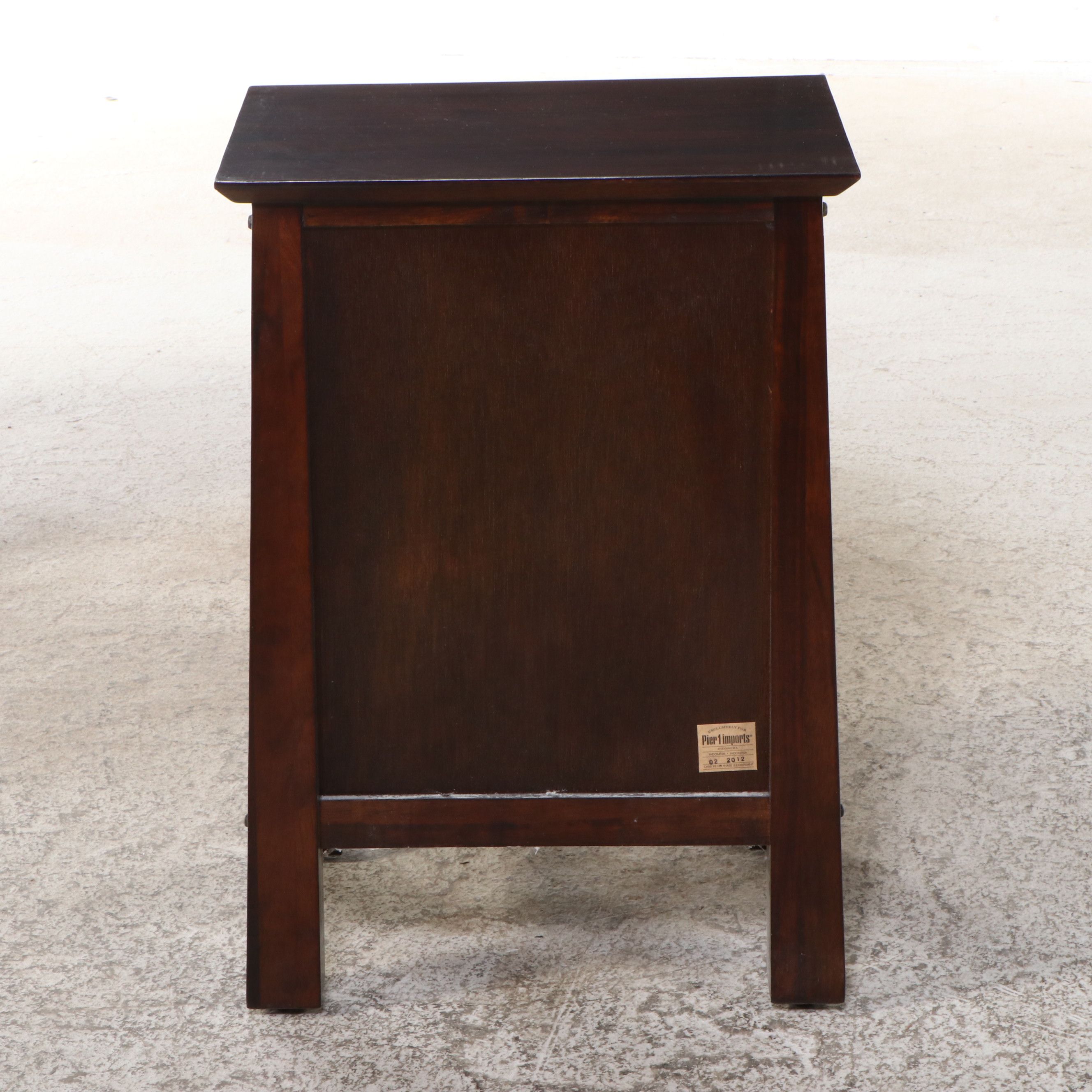 Pair of Pier 1 Anglo-Chinese Style Mahogany Nightstands