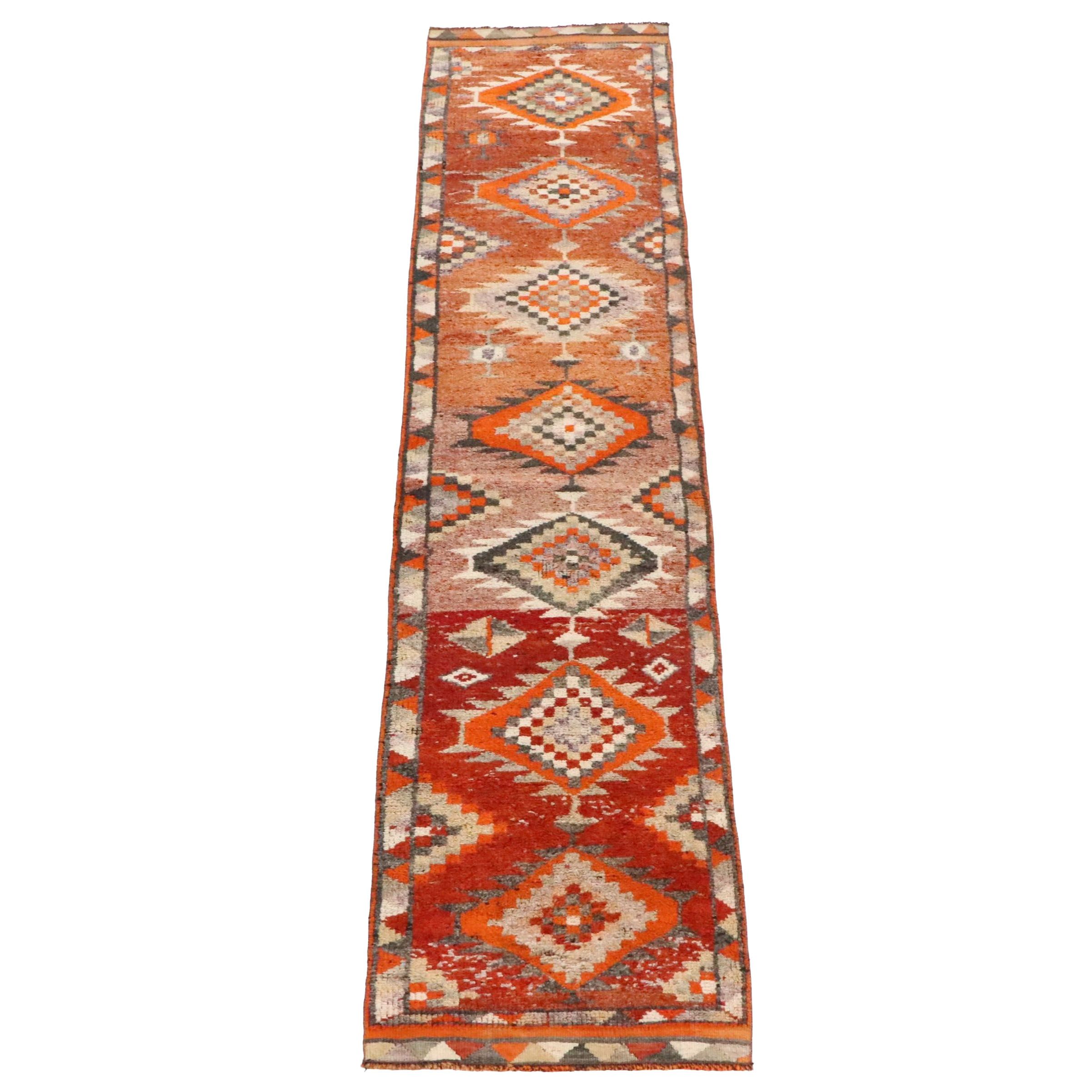 2'8 x 12'1 Hand-Knotted Turkish Village Carpet Runner