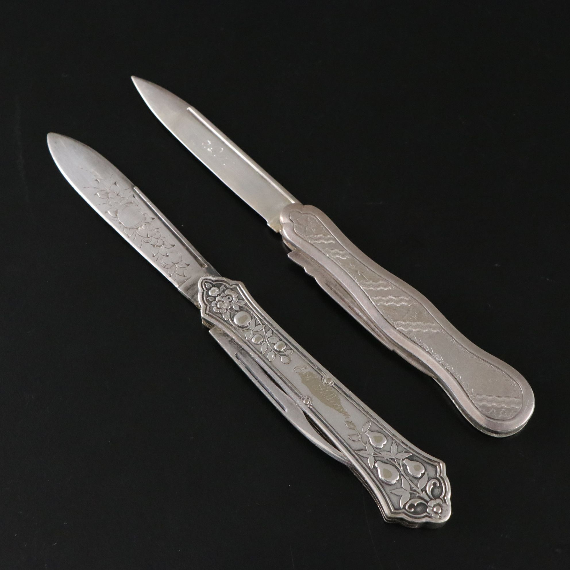Four Victorian Silver and Silver Plate Folding Knives