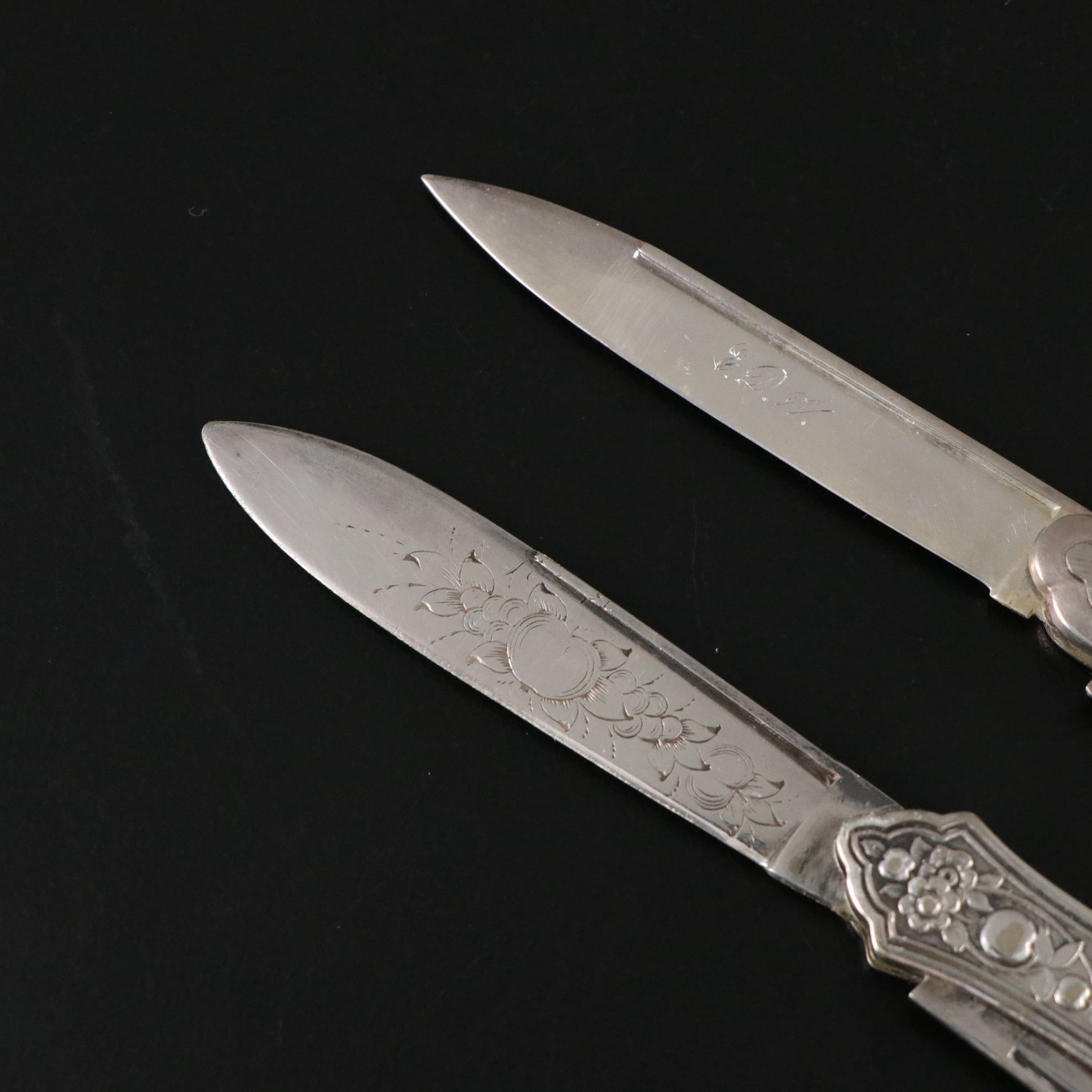 Four Victorian Silver and Silver Plate Folding Knives