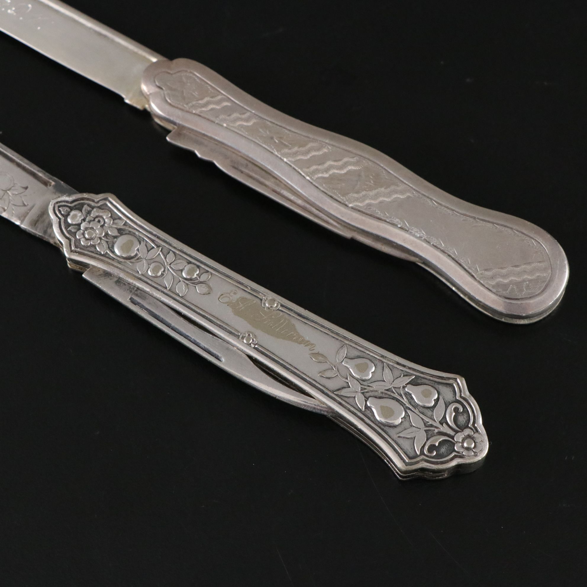 Four Victorian Silver and Silver Plate Folding Knives