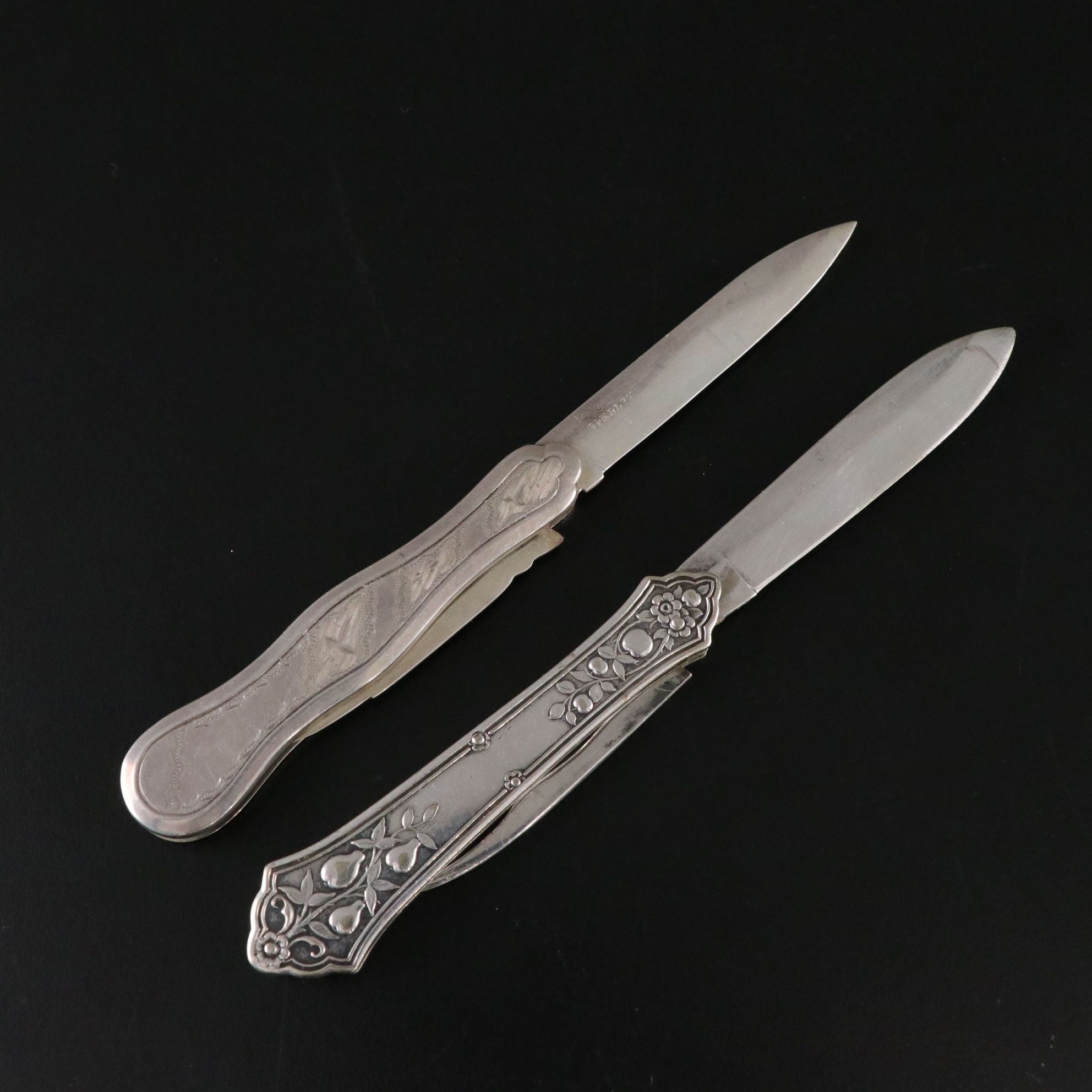 Four Victorian Silver and Silver Plate Folding Knives