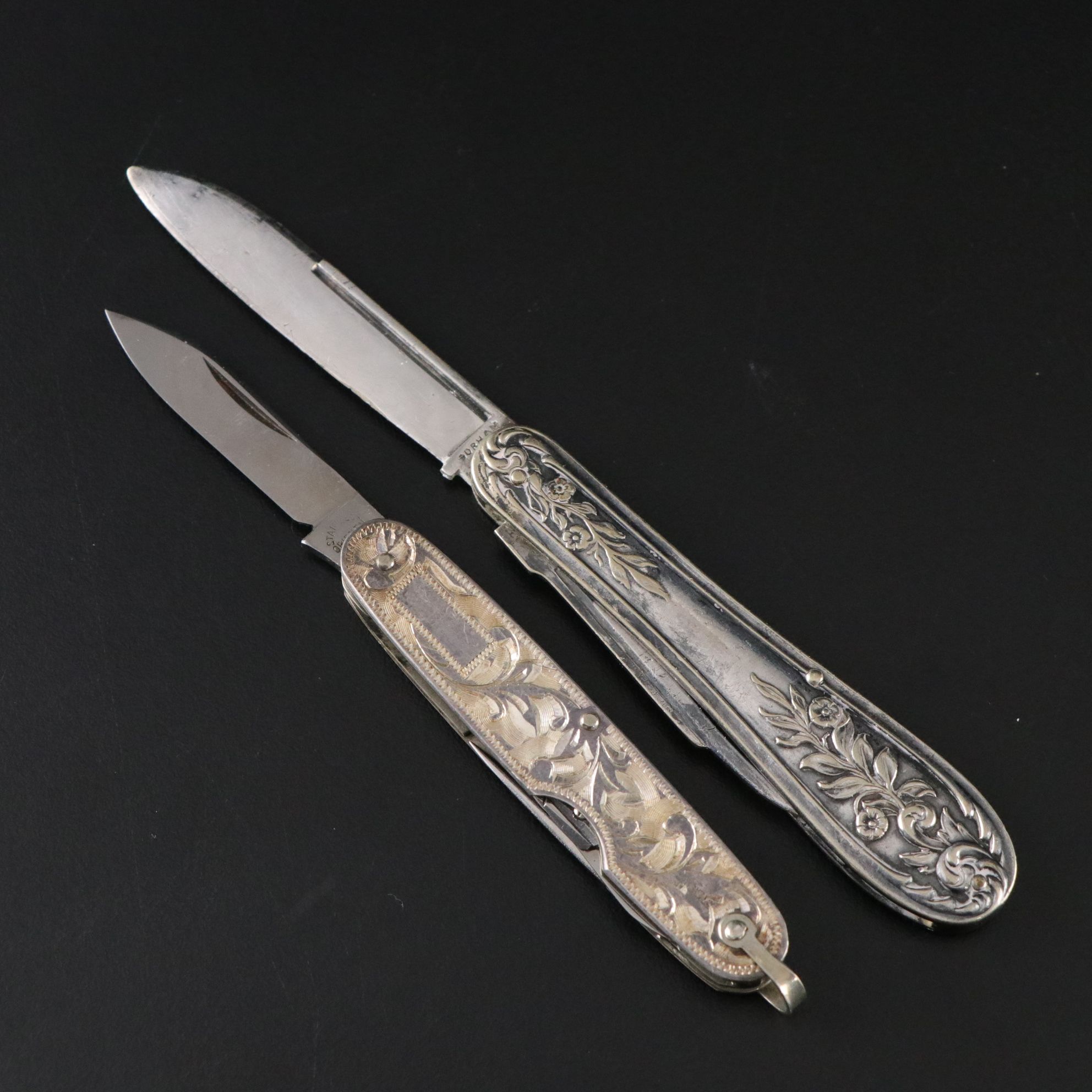 Four Victorian Silver and Silver Plate Folding Knives