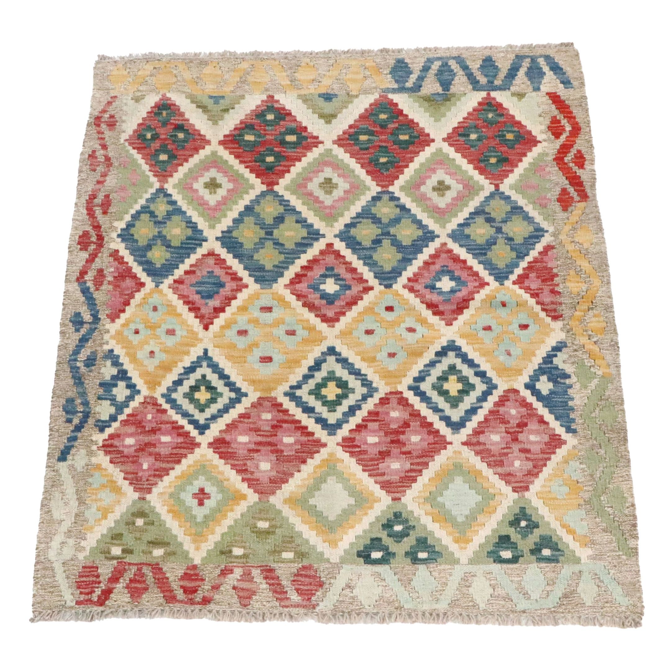 3'7 x 5' Handwoven Pakistani Kilim Accent Rug
