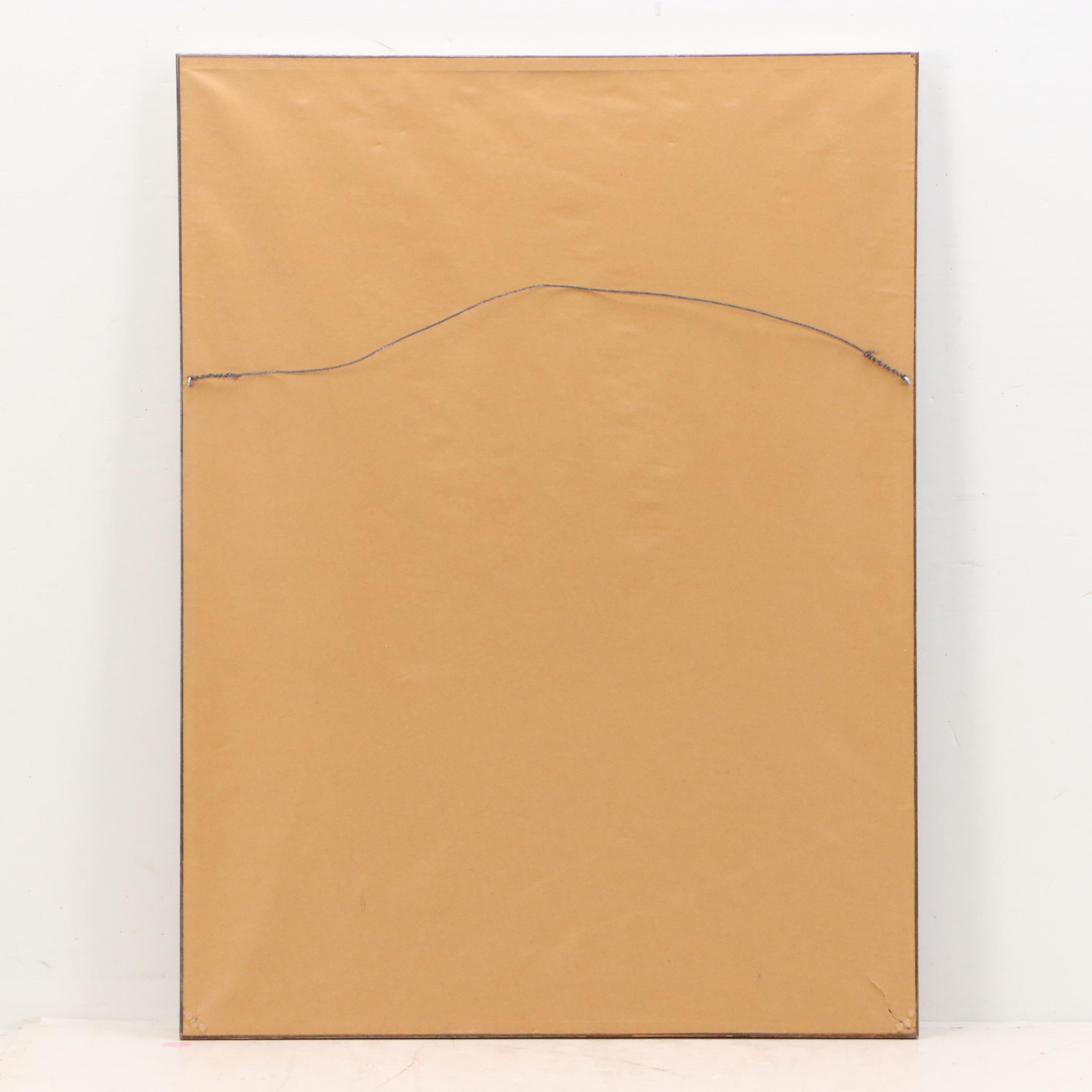 Leisure Scene Chalk Pastel Drawing with Gazebo, Late 20th Century