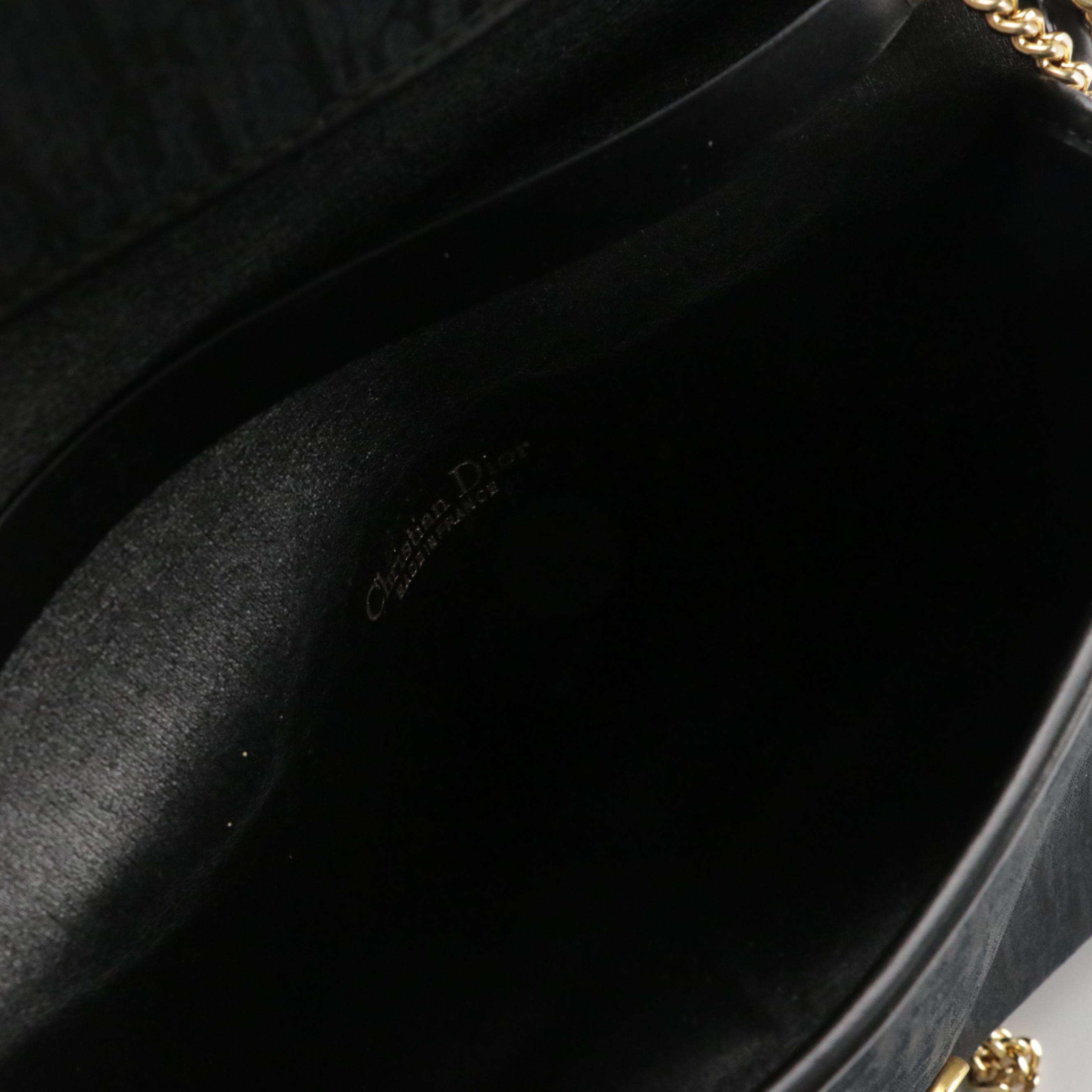 Christian Dior Chain Link Front Flap Shoulder Bag in Black Trotter Canvas