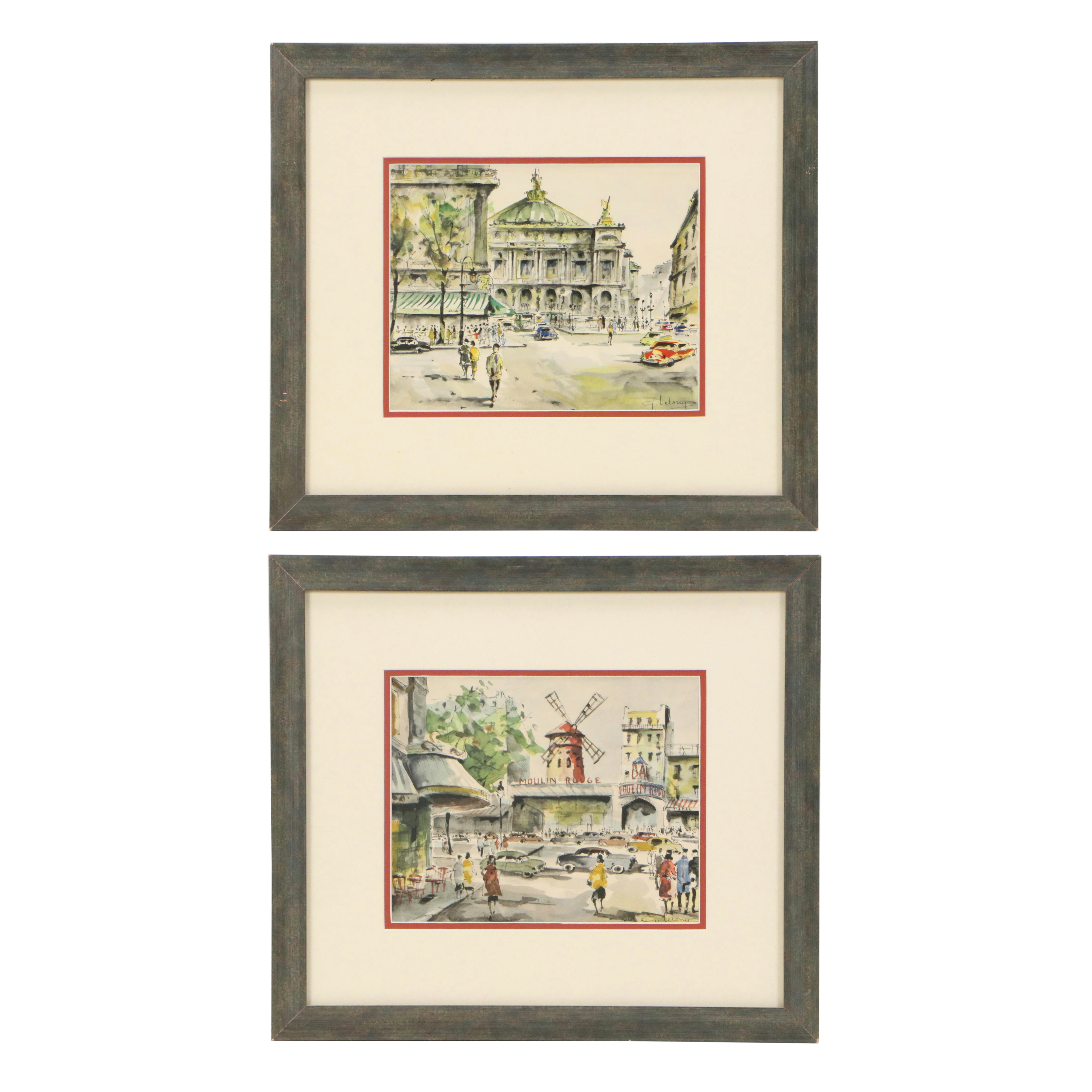 After G. Lelong Hand-Colored Collotypes of Moulin Rouge and Palais Garnier