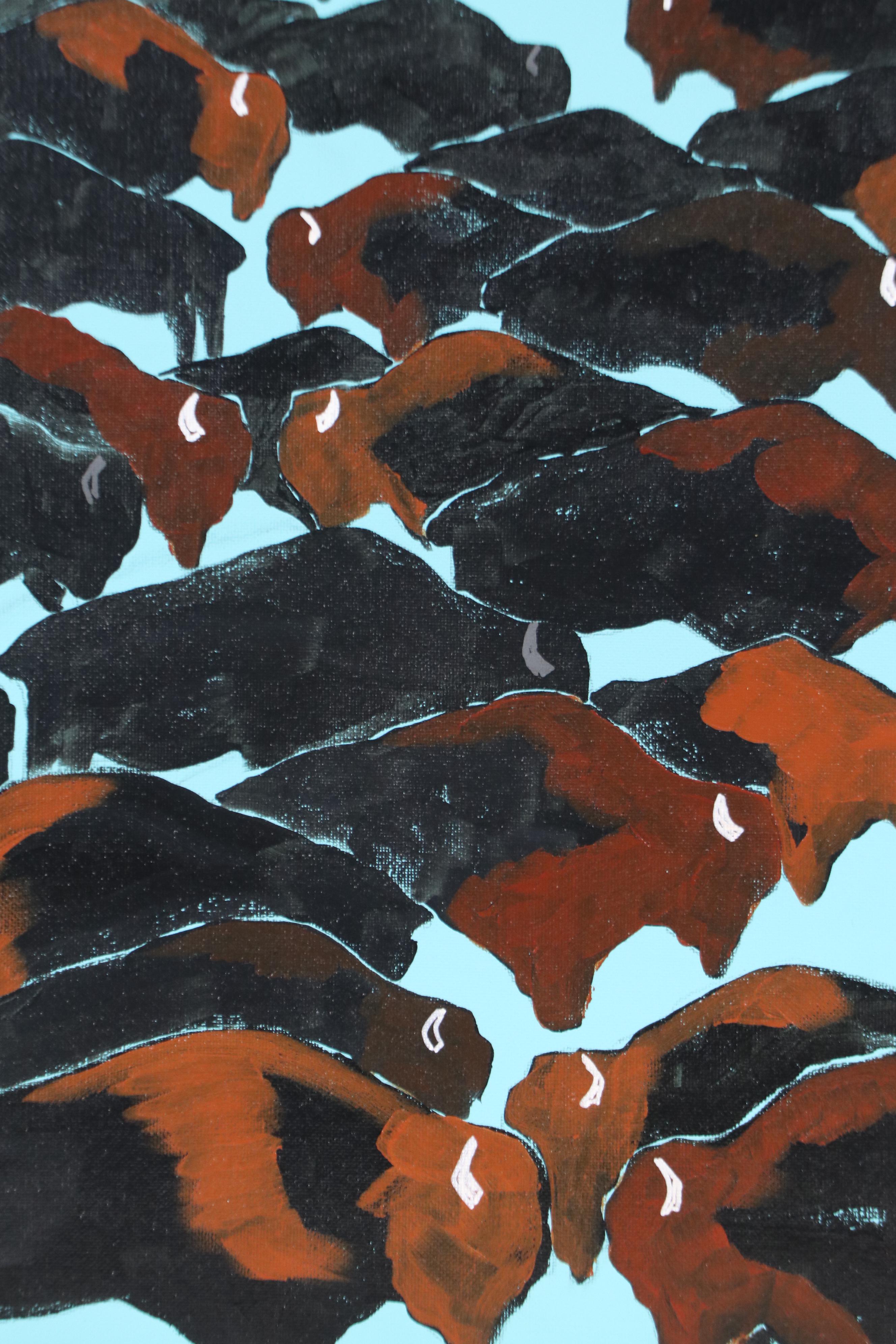 Joshua Ramsey Acrylic Painting "Bison Herd," 2025