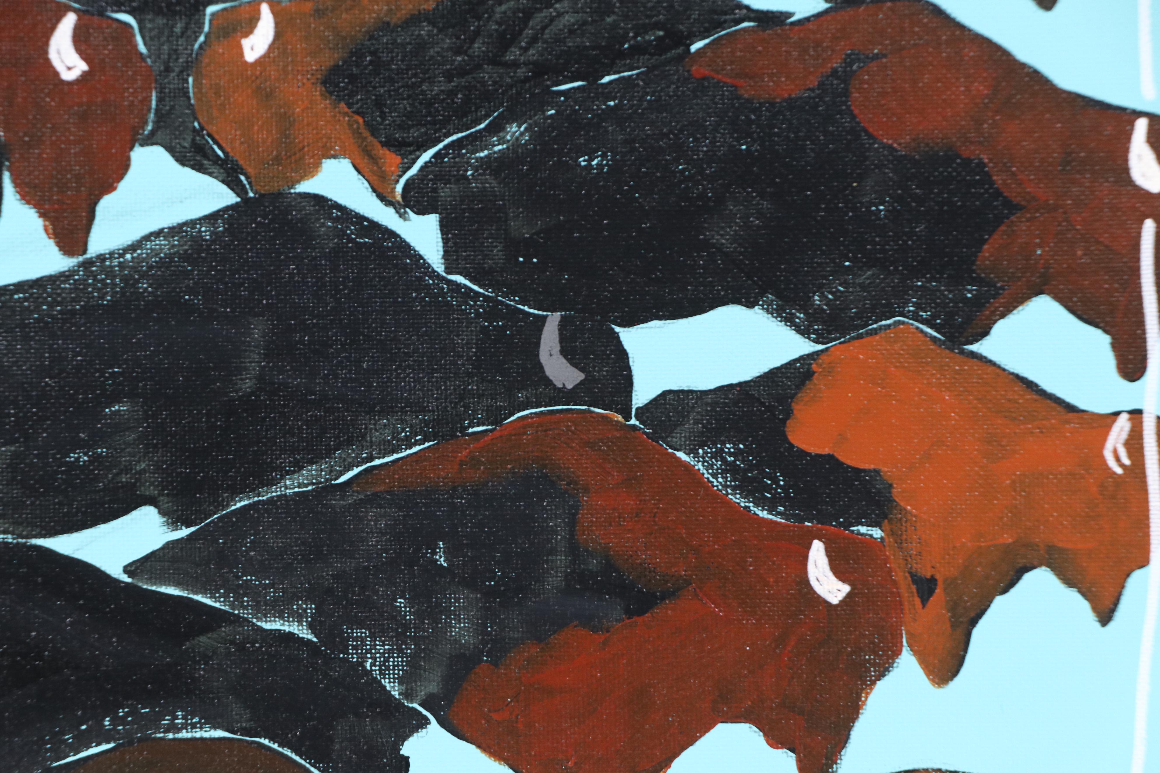 Joshua Ramsey Acrylic Painting "Bison Herd," 2025