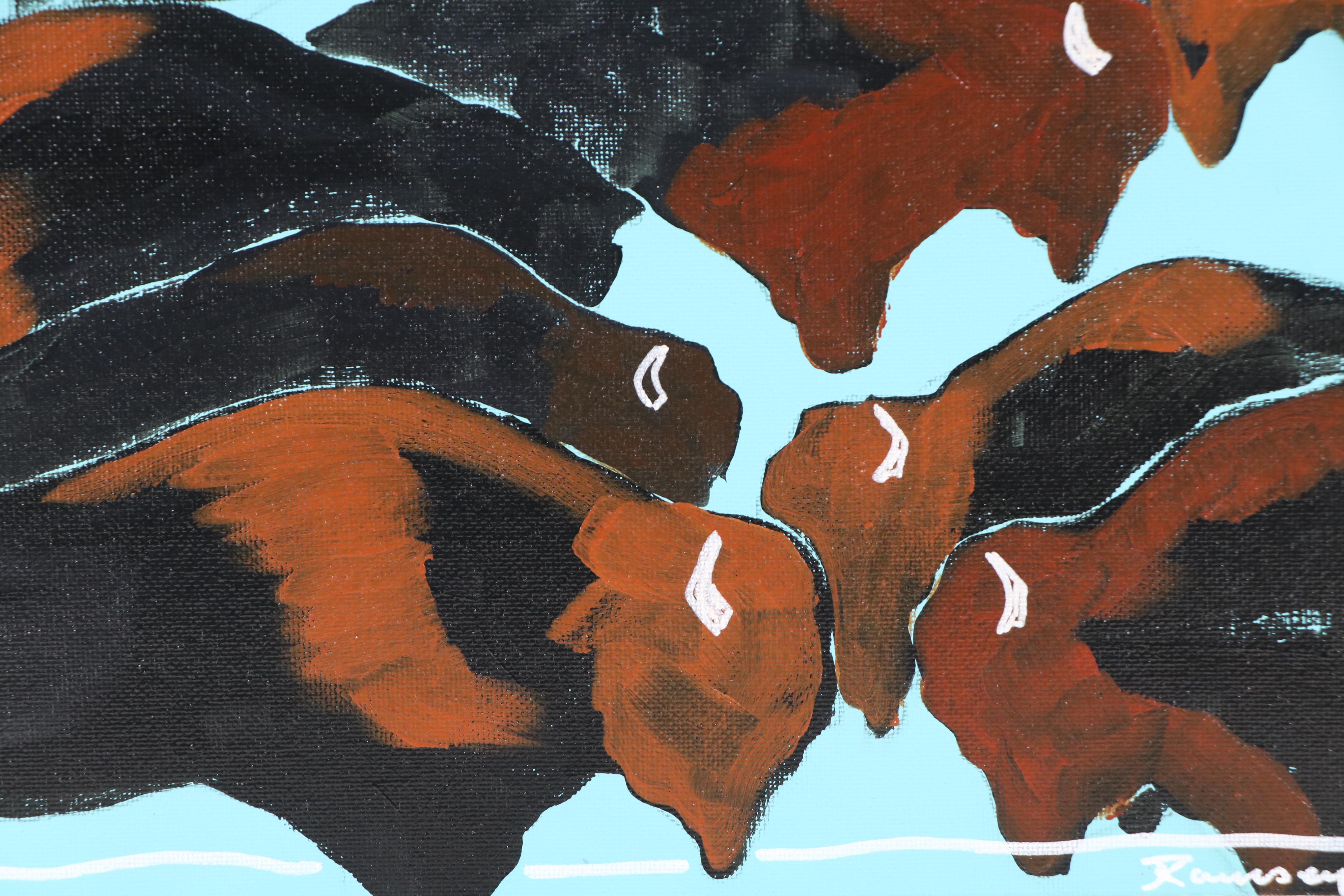 Joshua Ramsey Acrylic Painting "Bison Herd," 2025