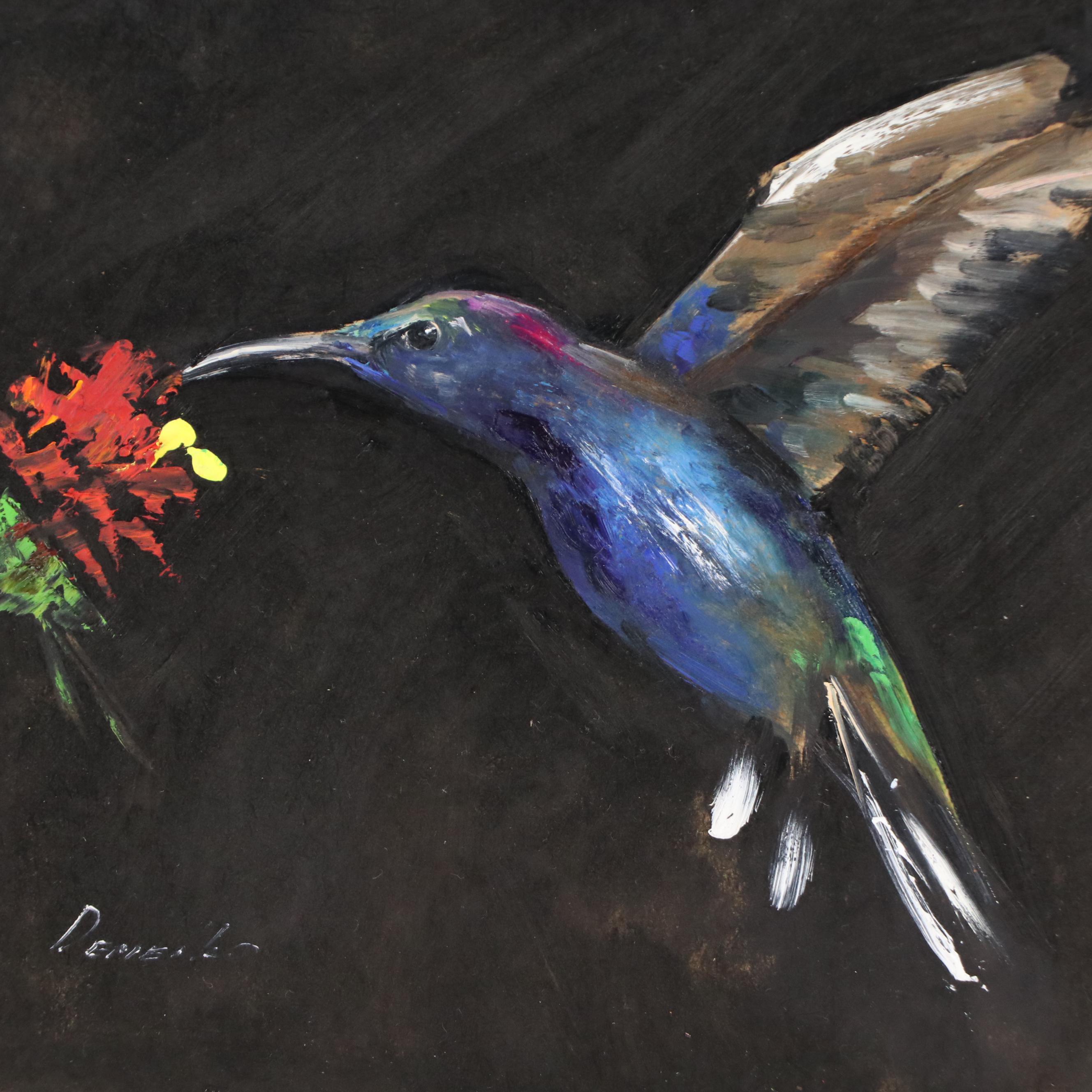Natalia Demenko Oil Painting of Hummingbird, 21st Century