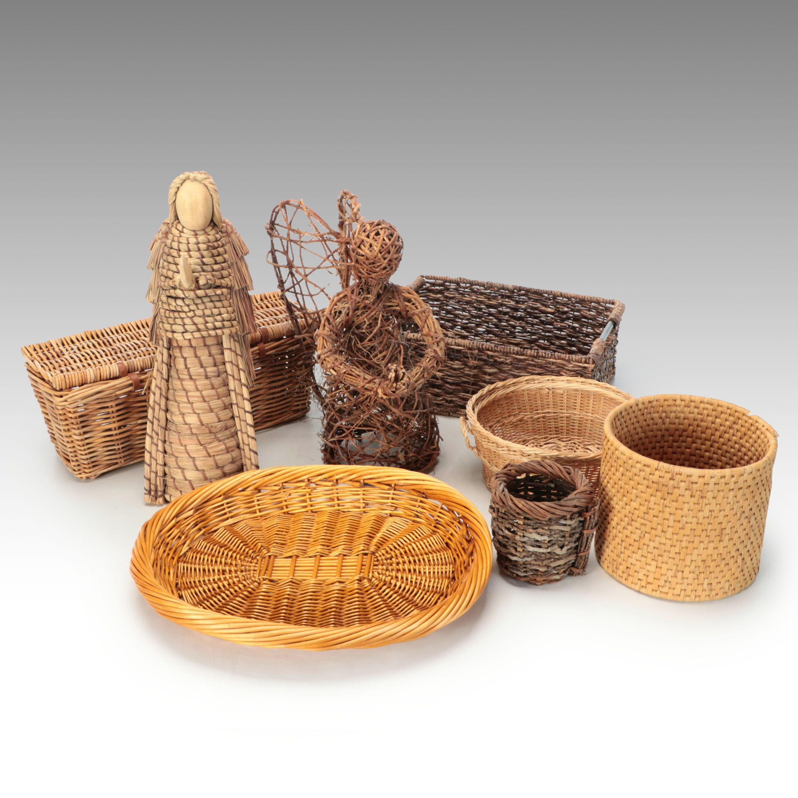 Handwoven Wooden Baskets and Angels