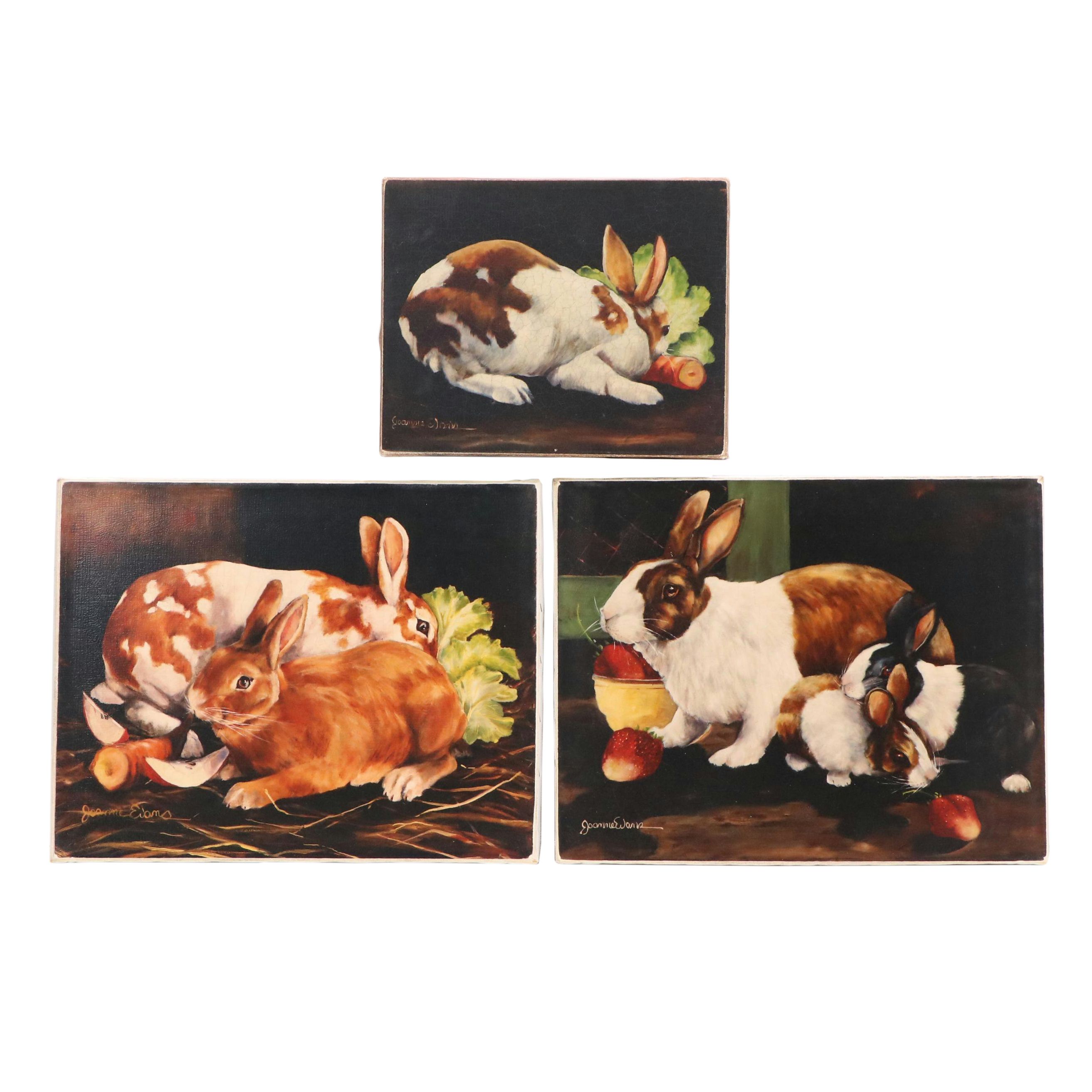 Lacquered Digital Prints of Rabbits and Vegetables, Early 21st Century