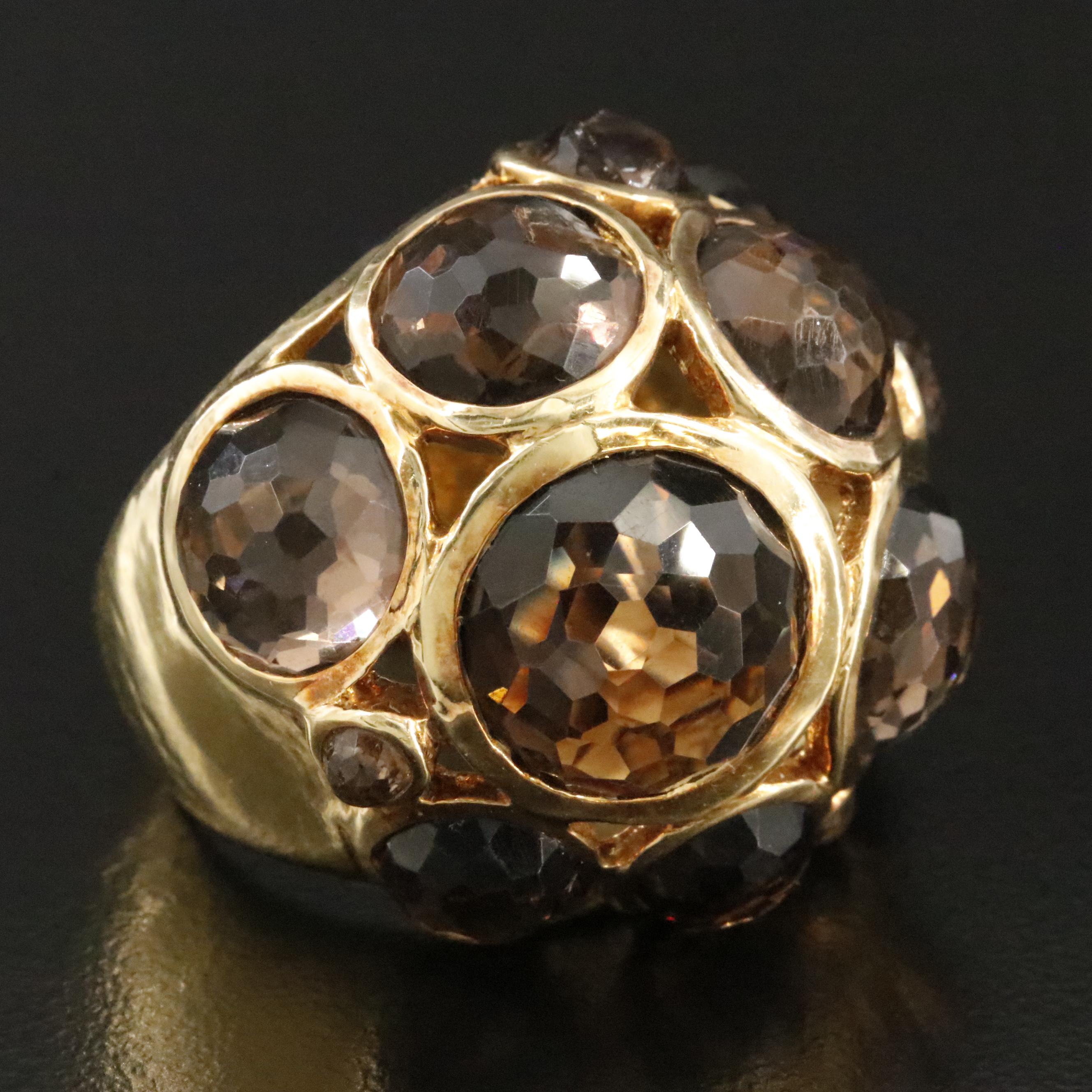 Ippolita Rock Candy 18K Smoky Quartz Hammered Dome Ring