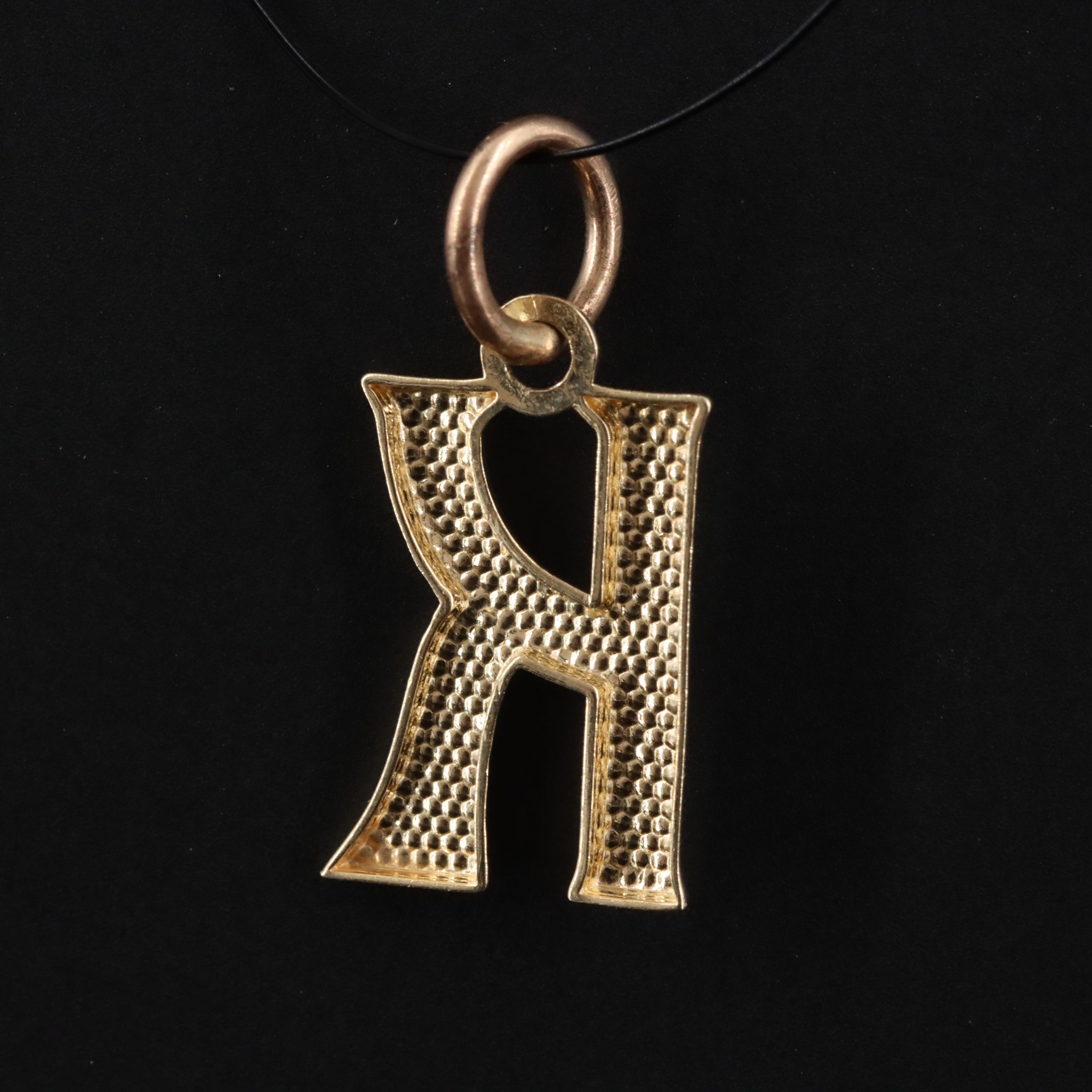 10K "K" Initial Pendant