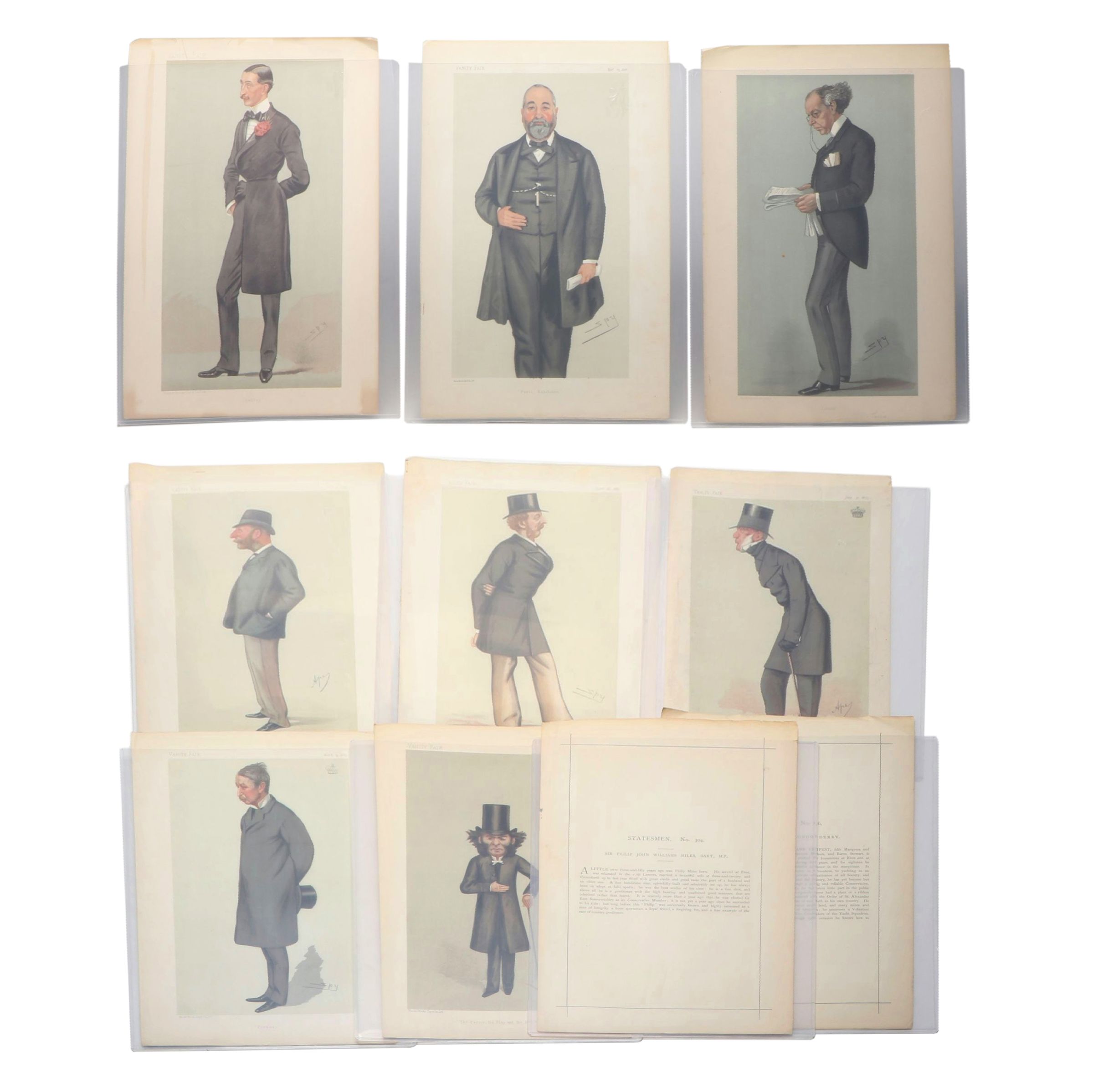 "Vanity Fair" Men of the Day and Statesmen Magazine Pages, Late 19th Century