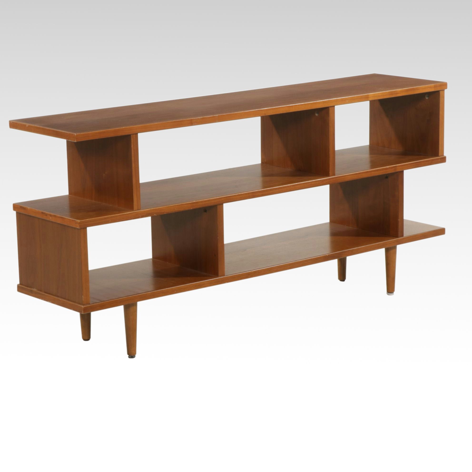 Danish Modern Walnut Veneer Credenza Bookcase, 21st Century