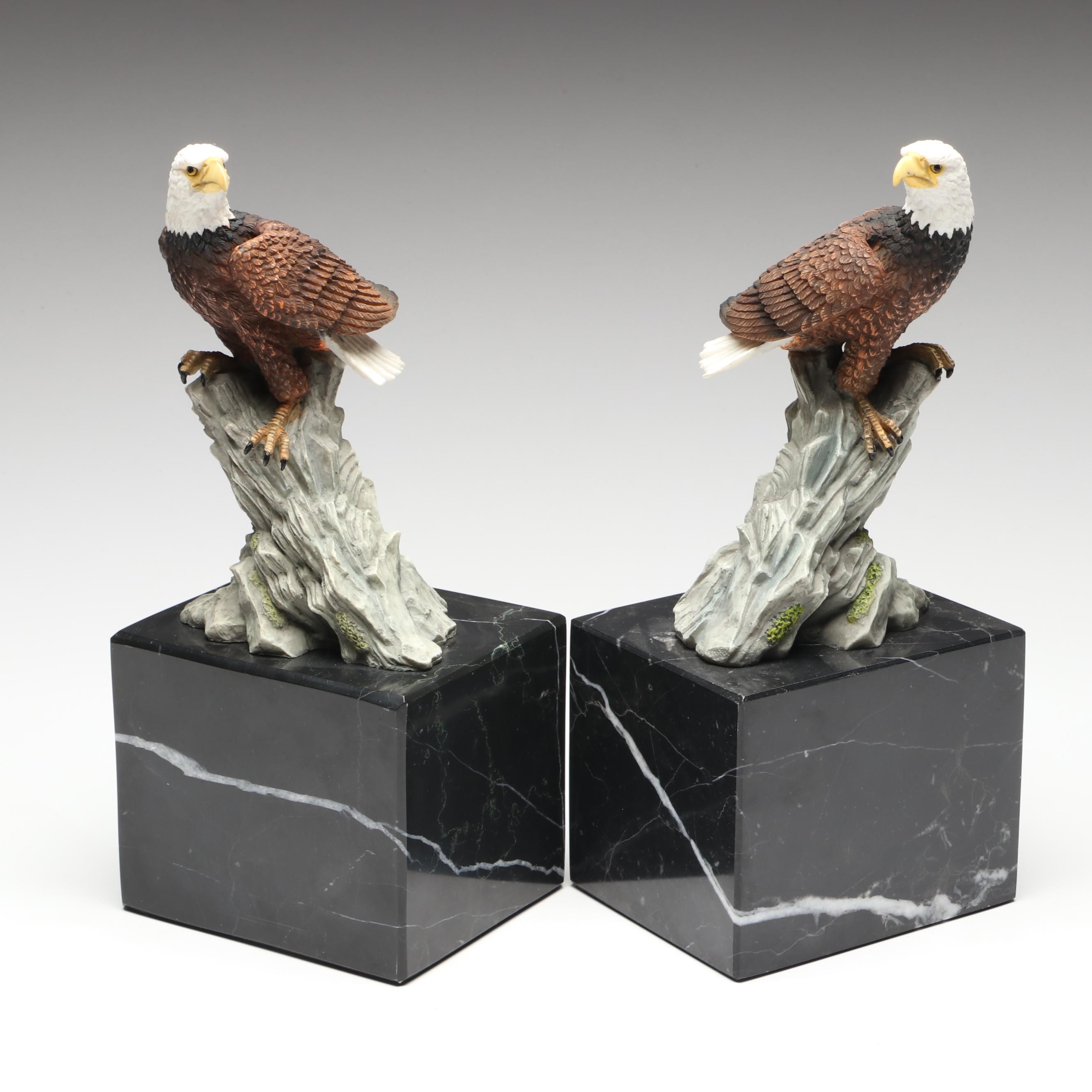 Marble Base Eagle Bookends