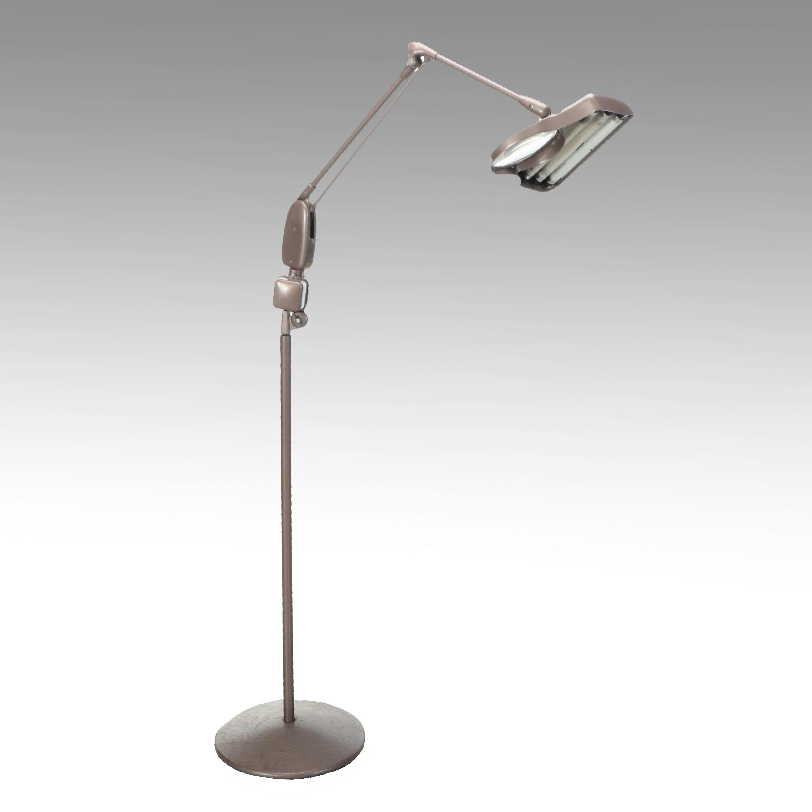 Dazor Industrial Style Floor Magnifying Lamp, Vintage