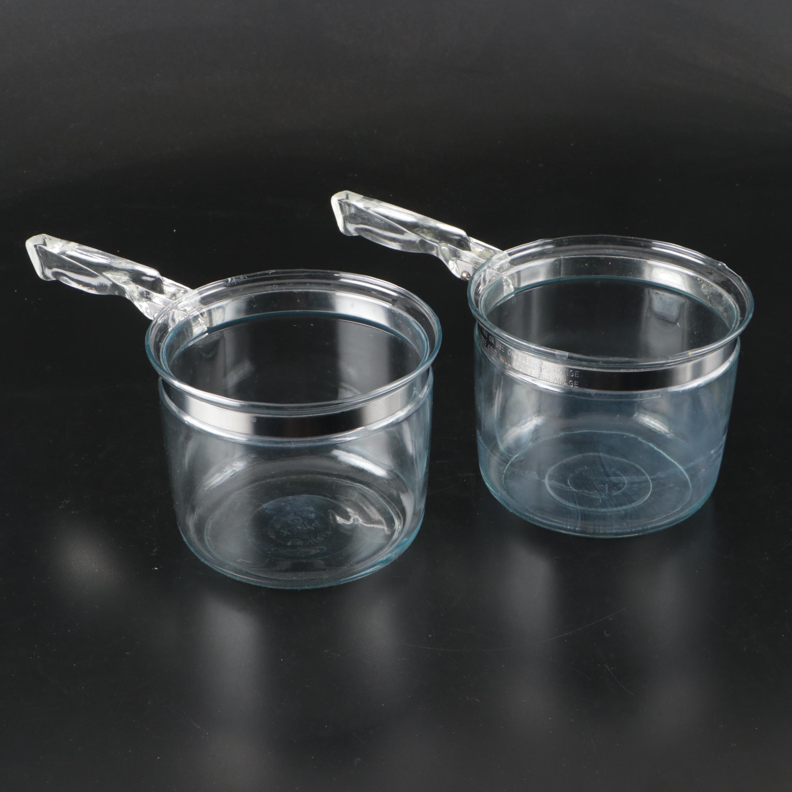 Pyrex Flameware Clear Glass Cooking Pots, Coffee Percolator and Teapot