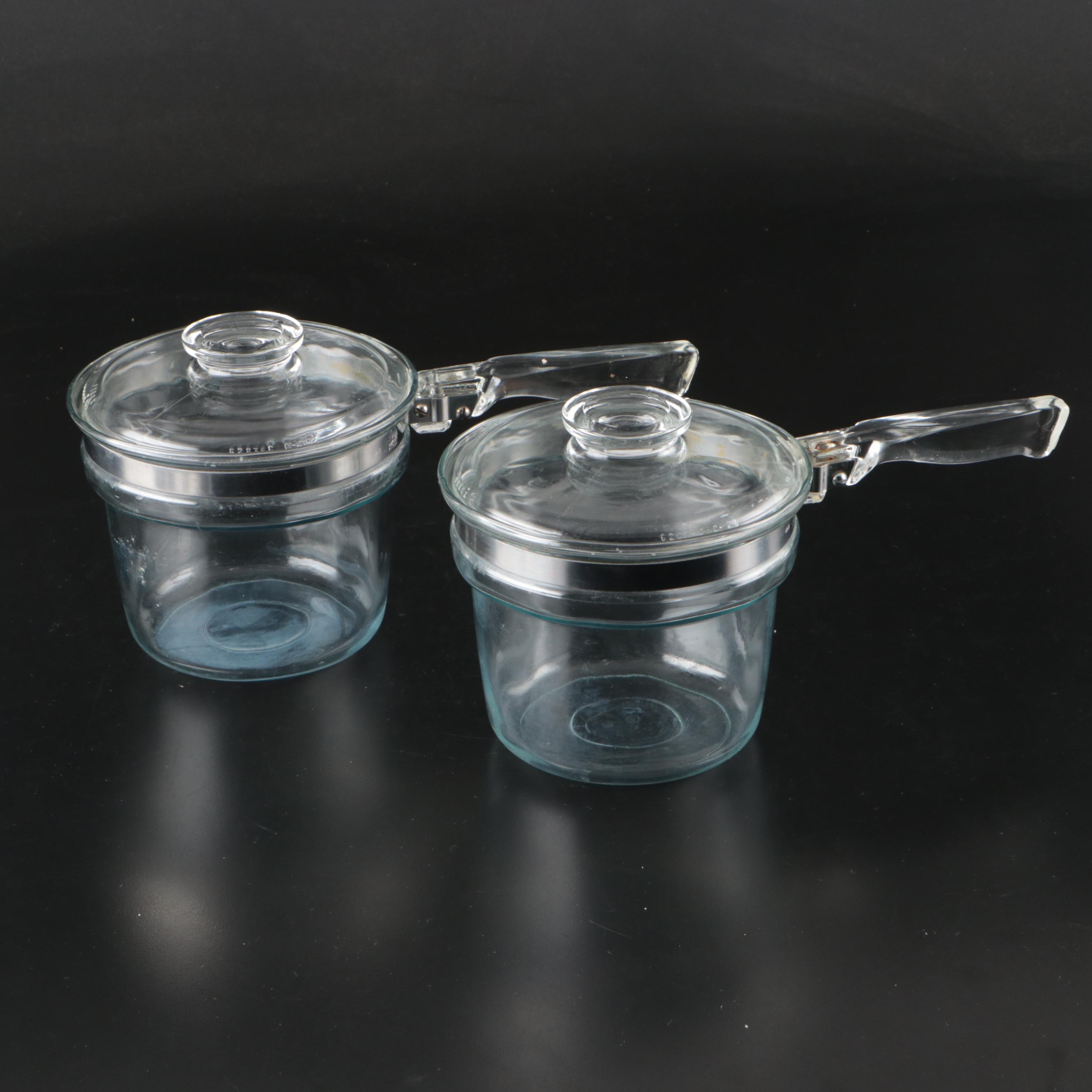 Pyrex Flameware Clear Glass Cooking Pots, Coffee Percolator and Teapot