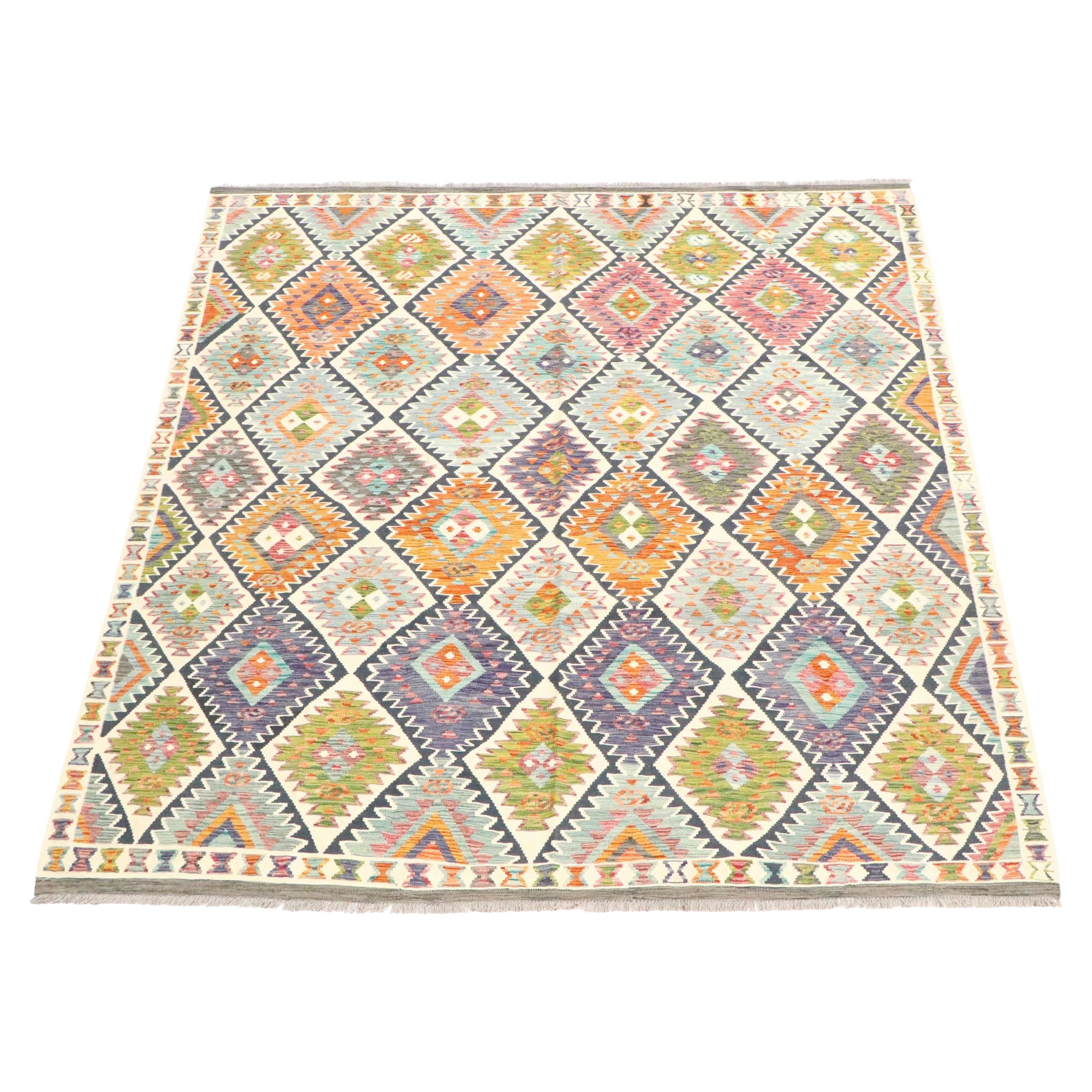 8'2 x 9'9 Handwoven Pakistani Kilim Area Rug