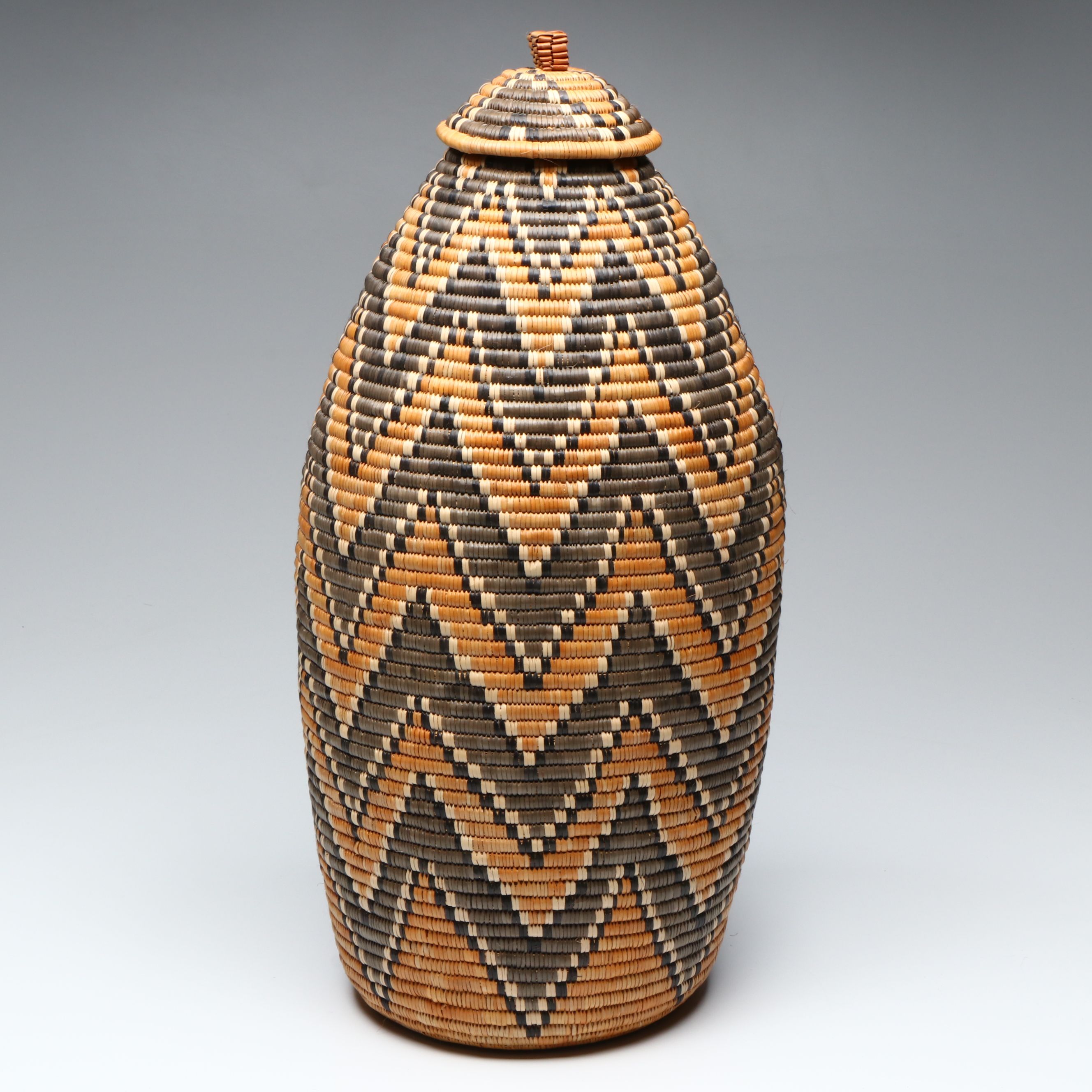South African Zulu Peoples Handwoven Ilala Palm Beer Basket