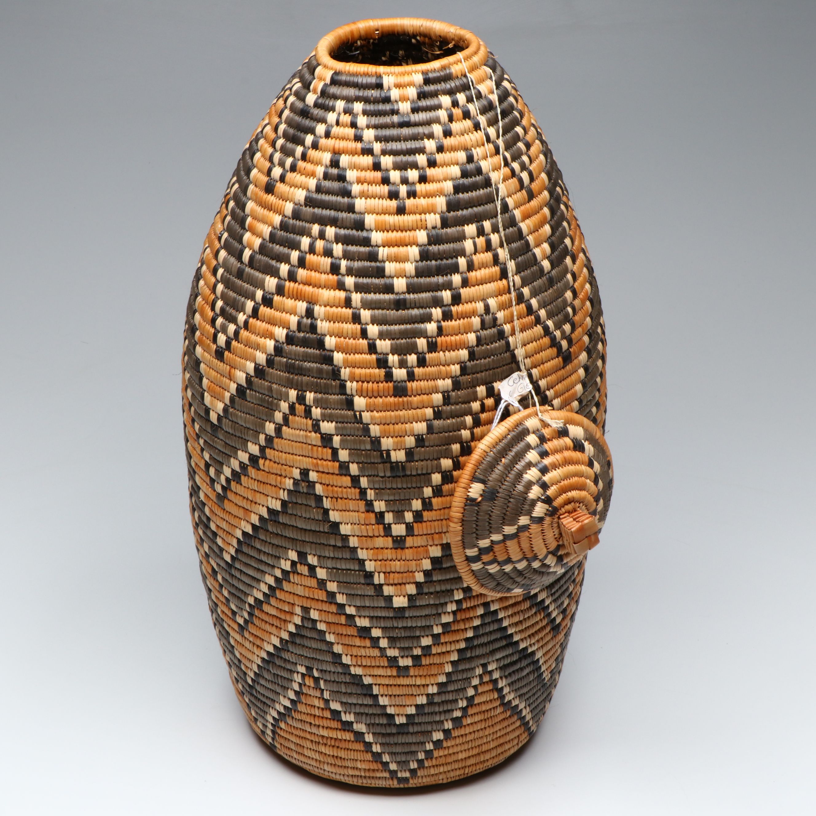 South African Zulu Peoples Handwoven Ilala Palm Beer Basket