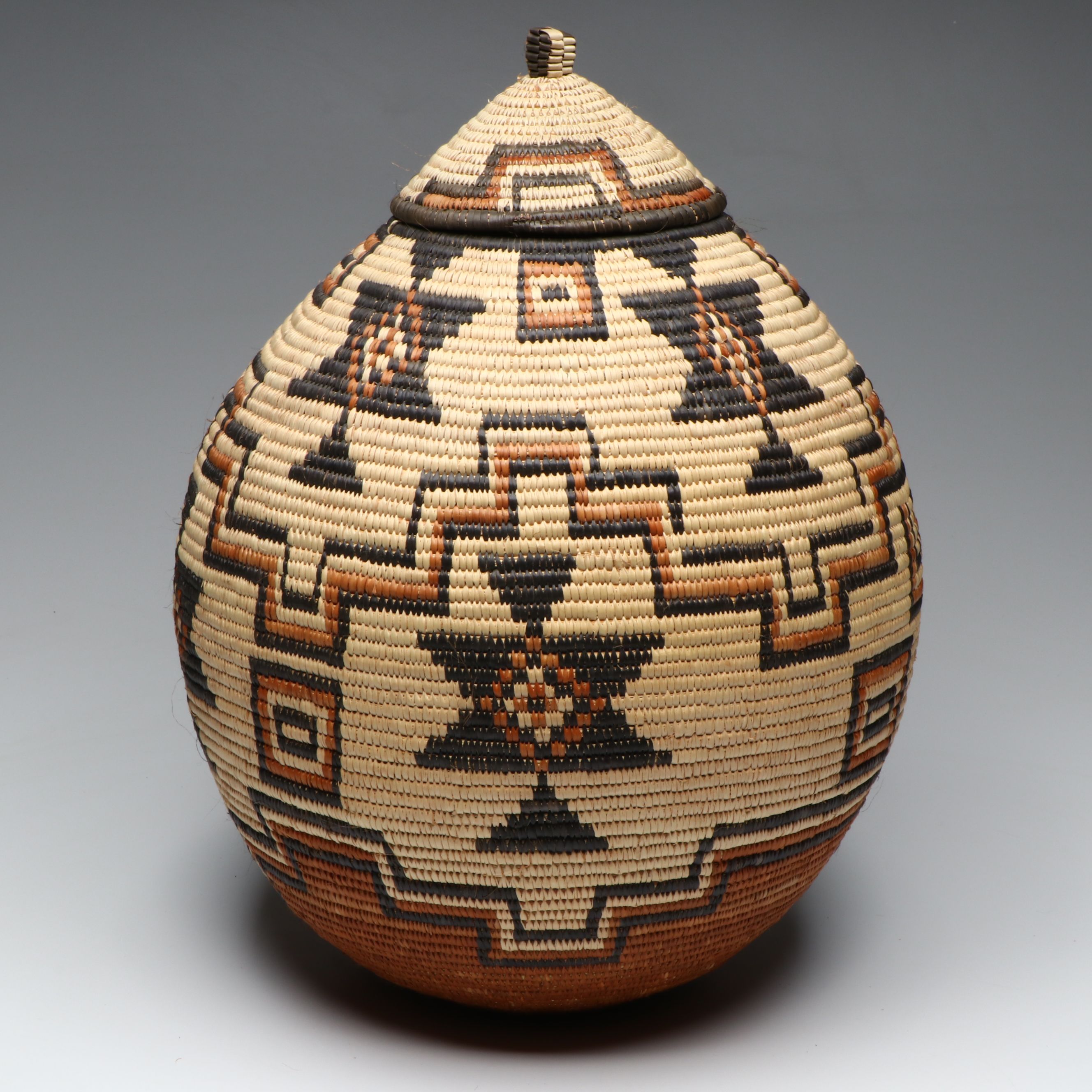 Zandile Mehunu South African Zulu Peoples Geometric Ilala Palm Basket