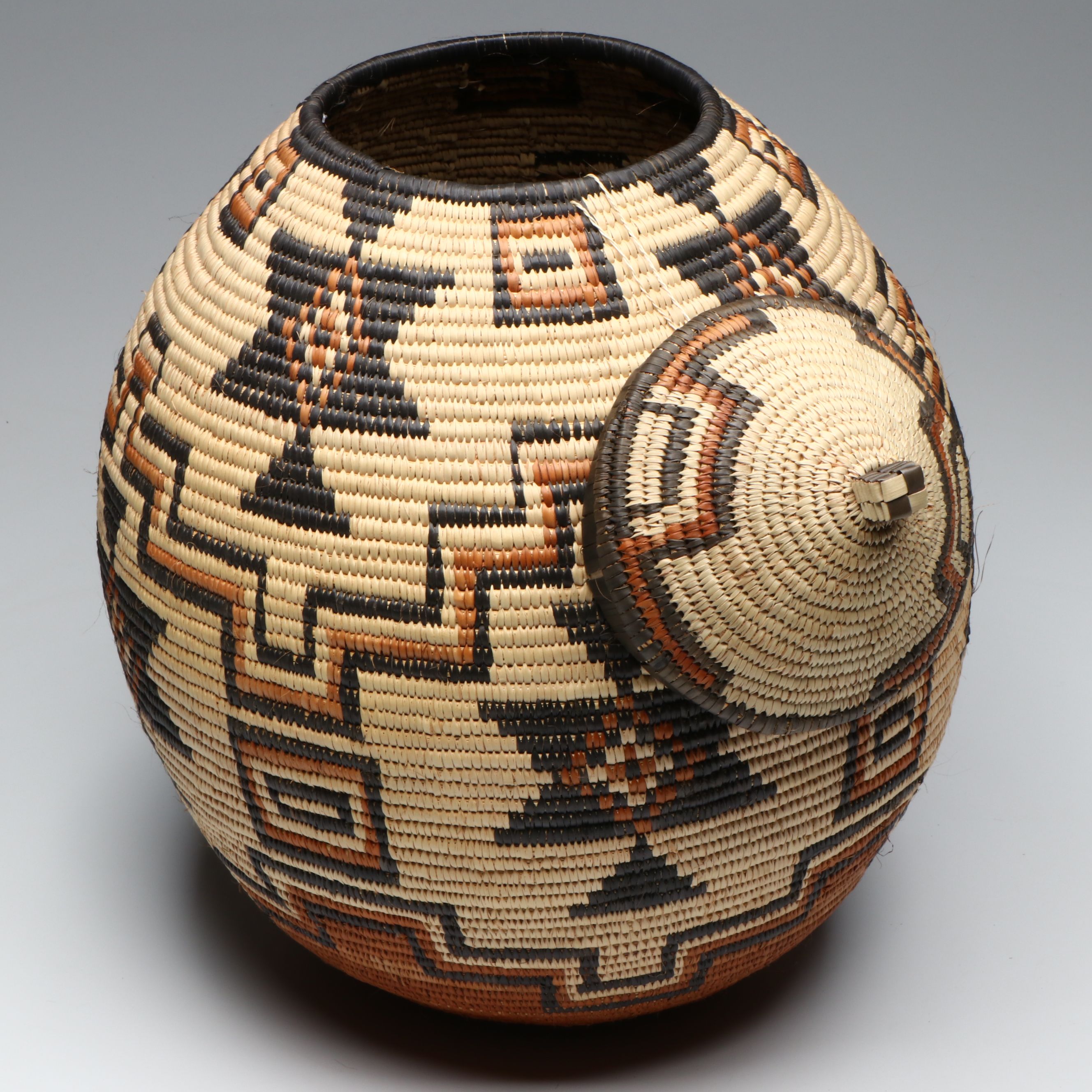 Zandile Mehunu South African Zulu Peoples Geometric Ilala Palm Basket