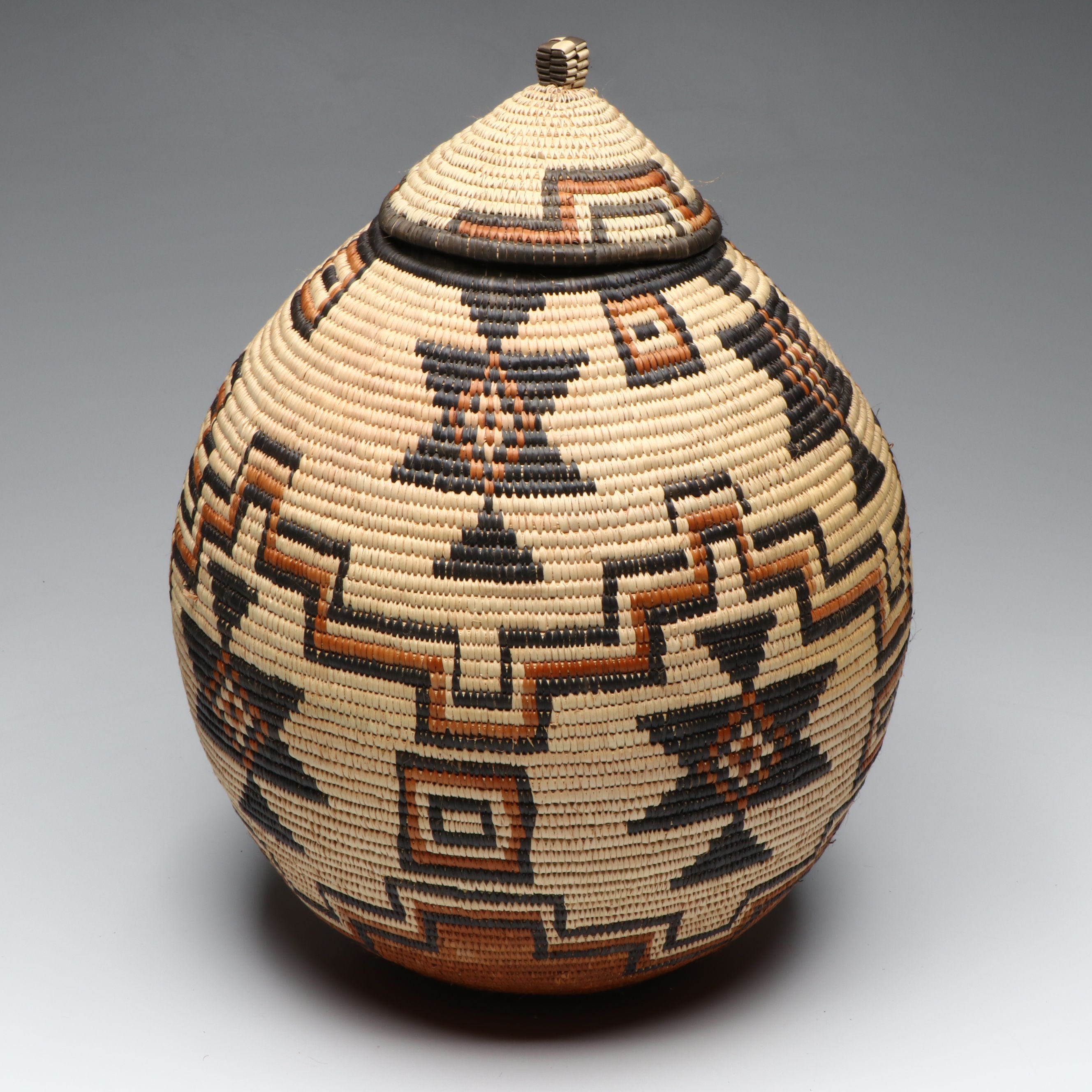 Zandile Mehunu South African Zulu Peoples Geometric Ilala Palm Basket