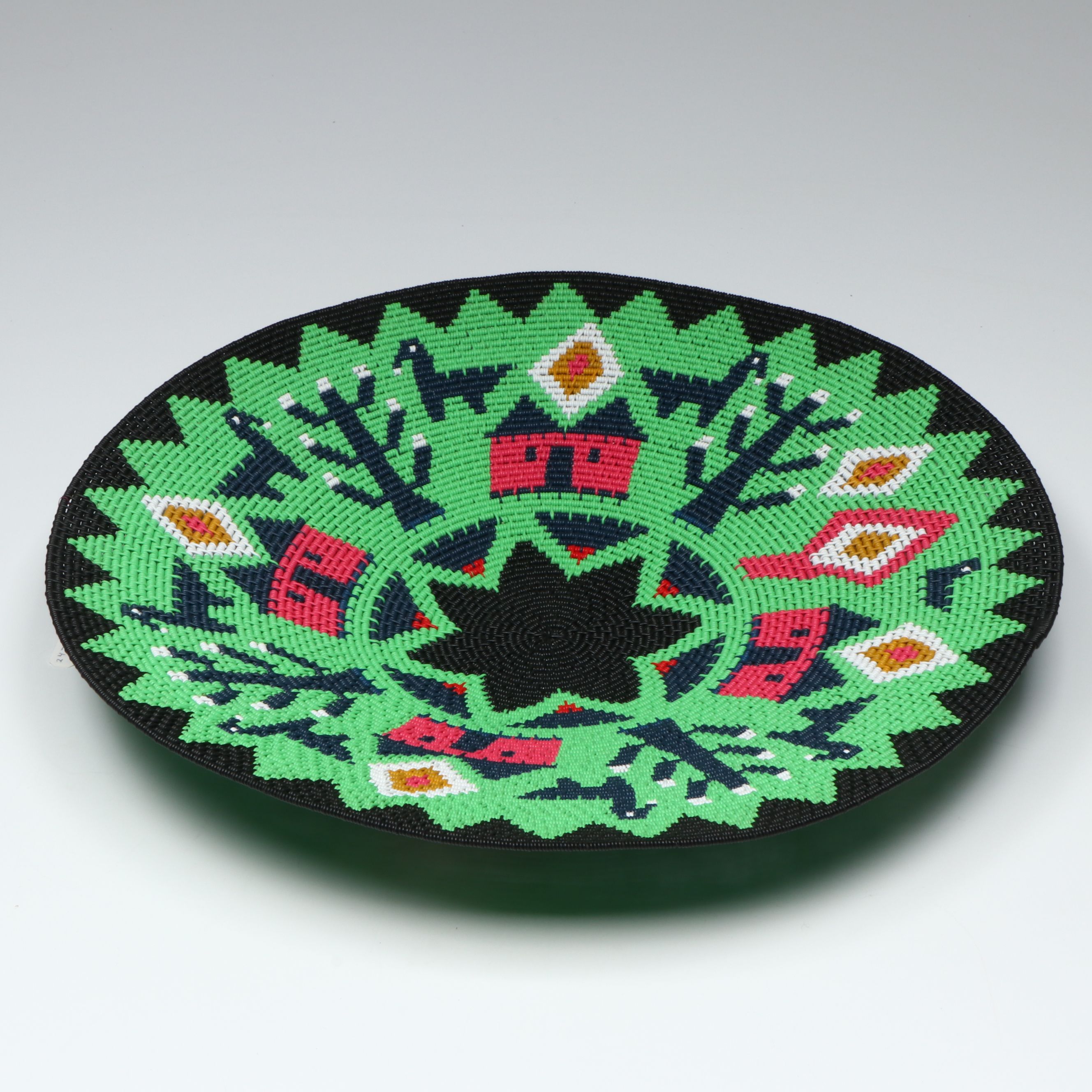 Themb Gigaba South African Zulu Peoples Polychrome Telephone Wire Basket