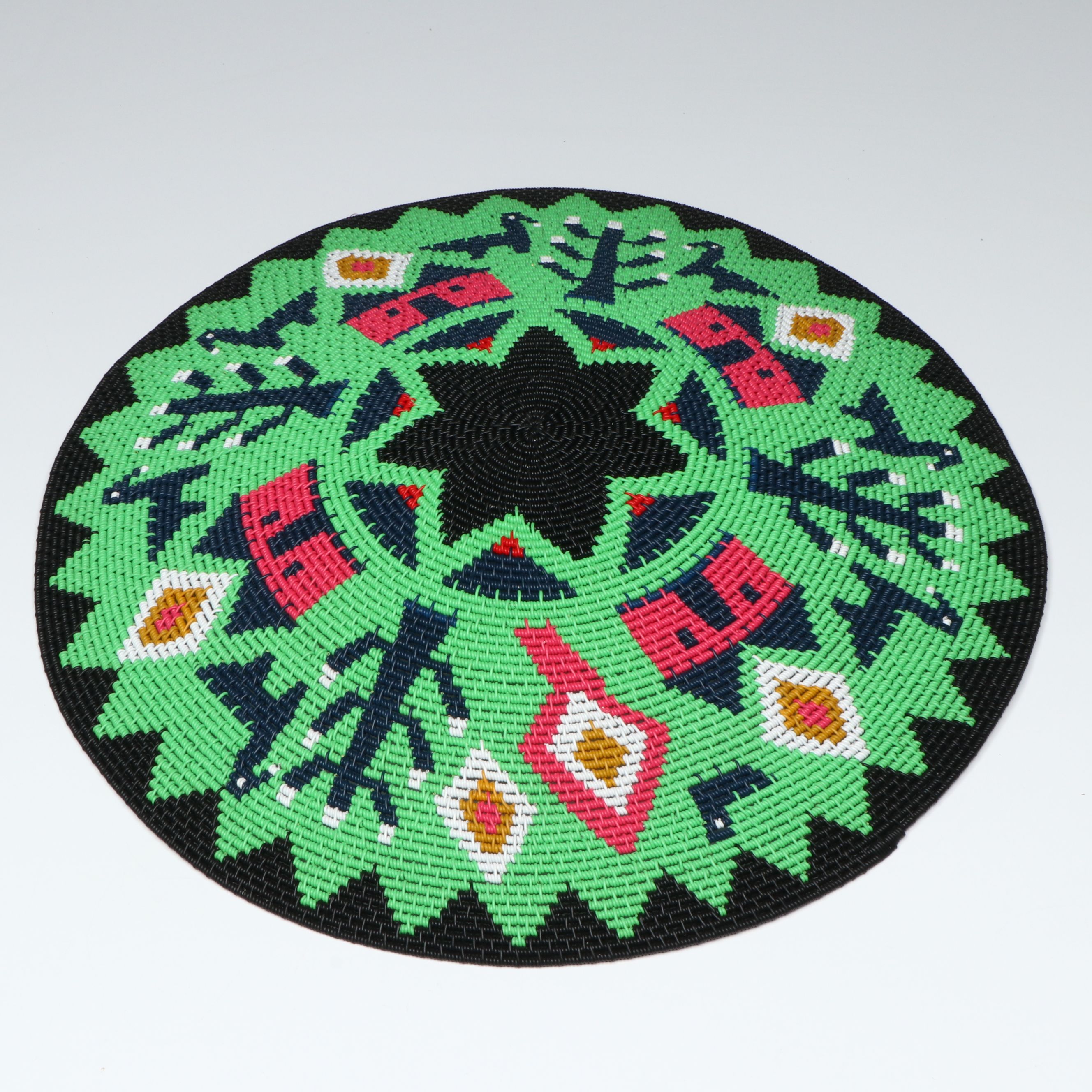 Themb Gigaba South African Zulu Peoples Polychrome Telephone Wire Basket