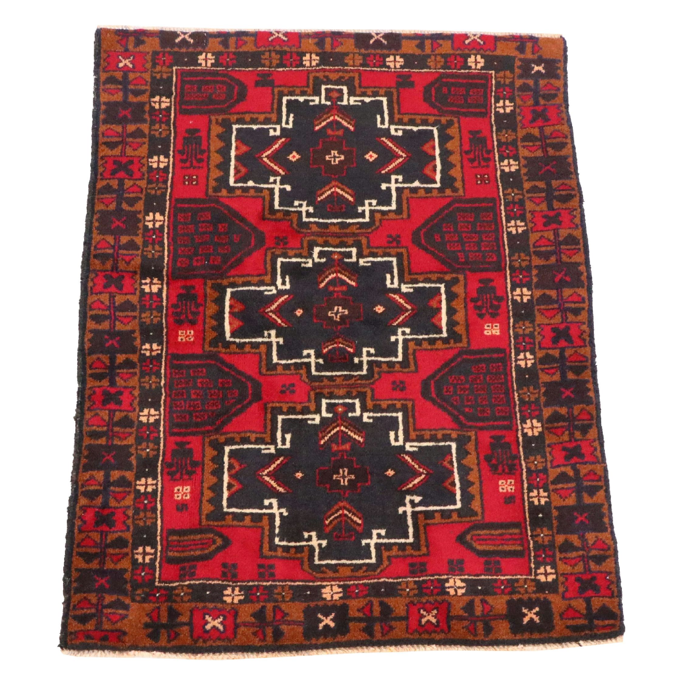 2'9 x 4'3 Hand-Knotted Afghan Baluch Accent Rug