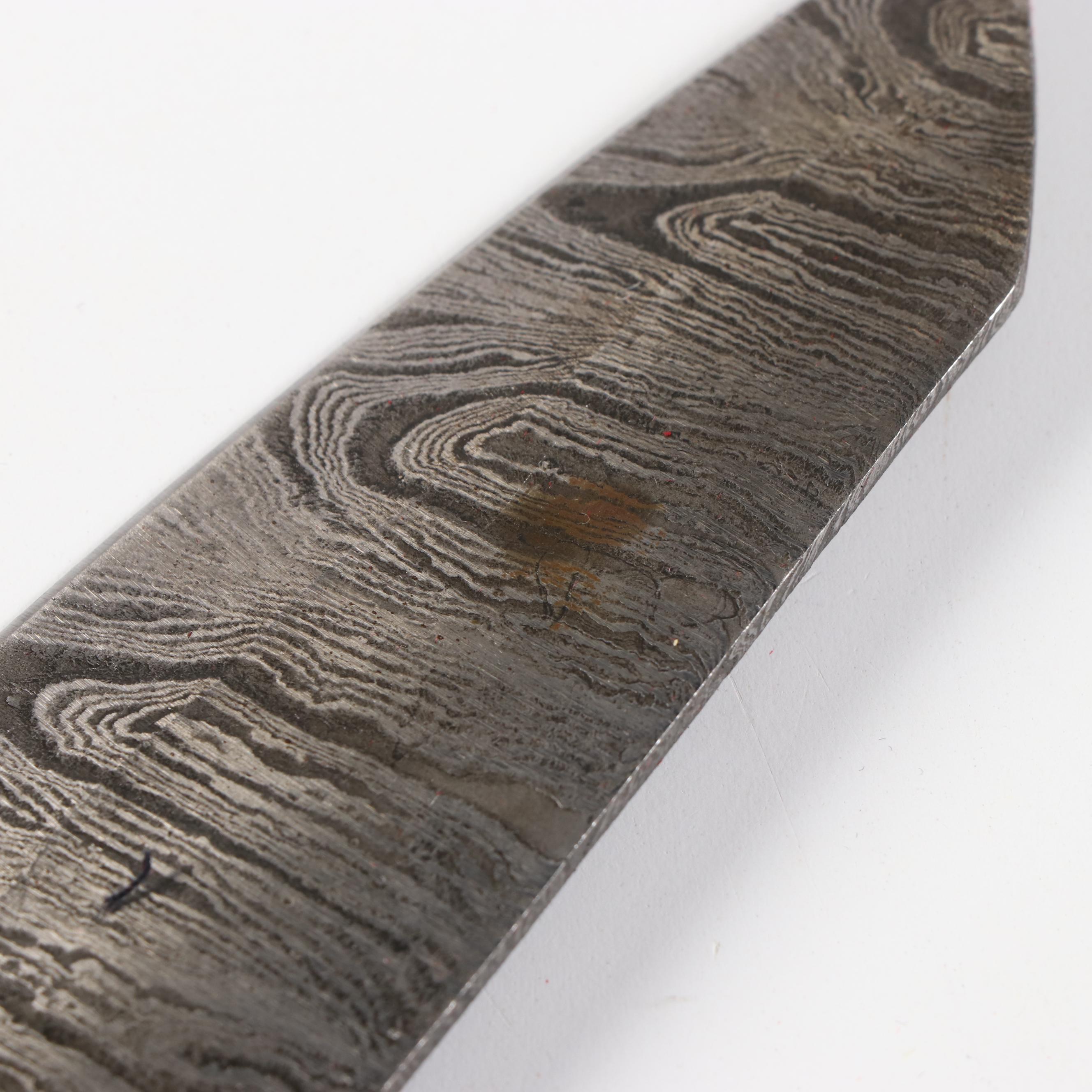 Forged Damascus Steel Kitchen Knives with Dyed Wood Handles