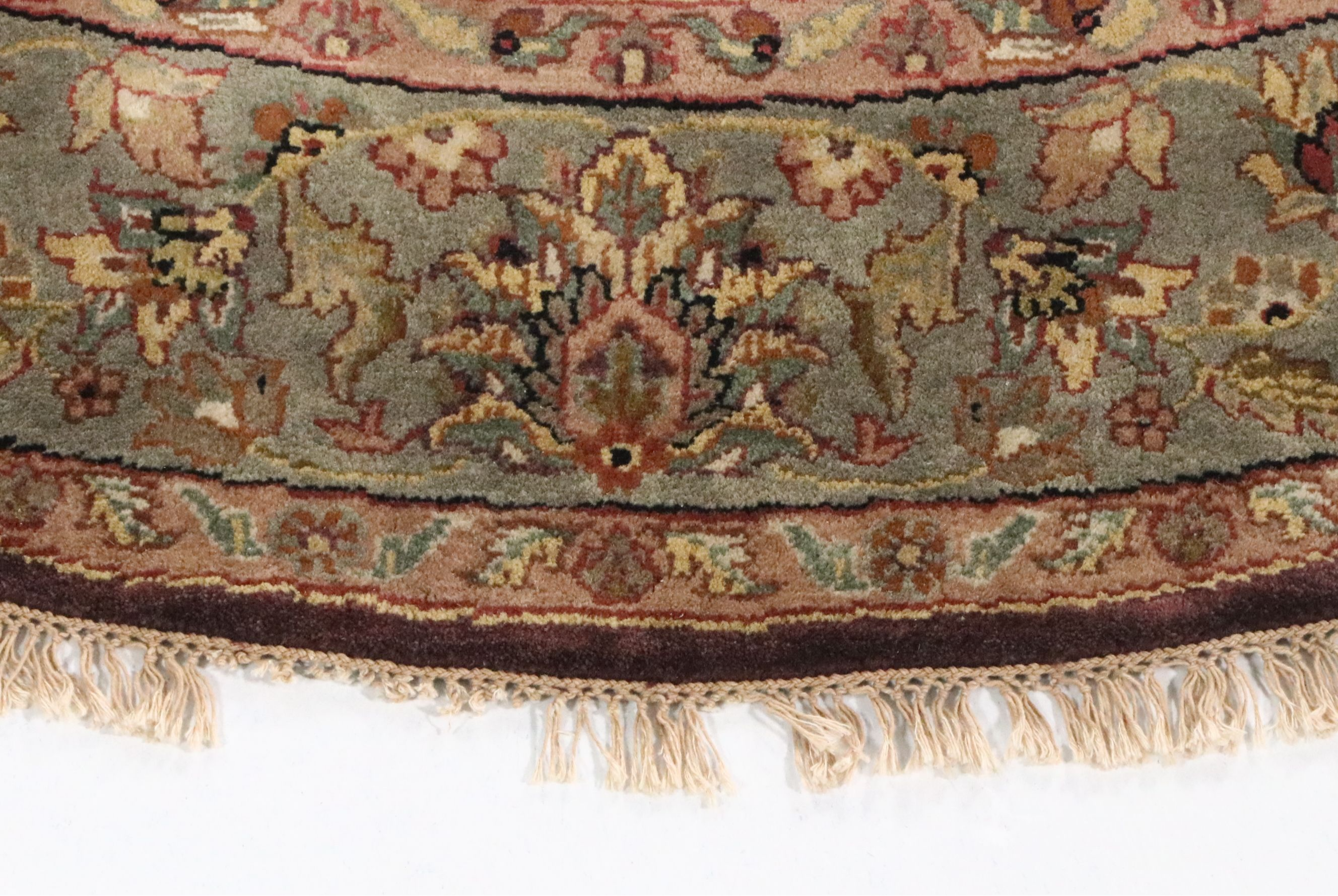 8'1 x 8'2 Hand-Knotted Round Pakistani Peshawar Area Rug