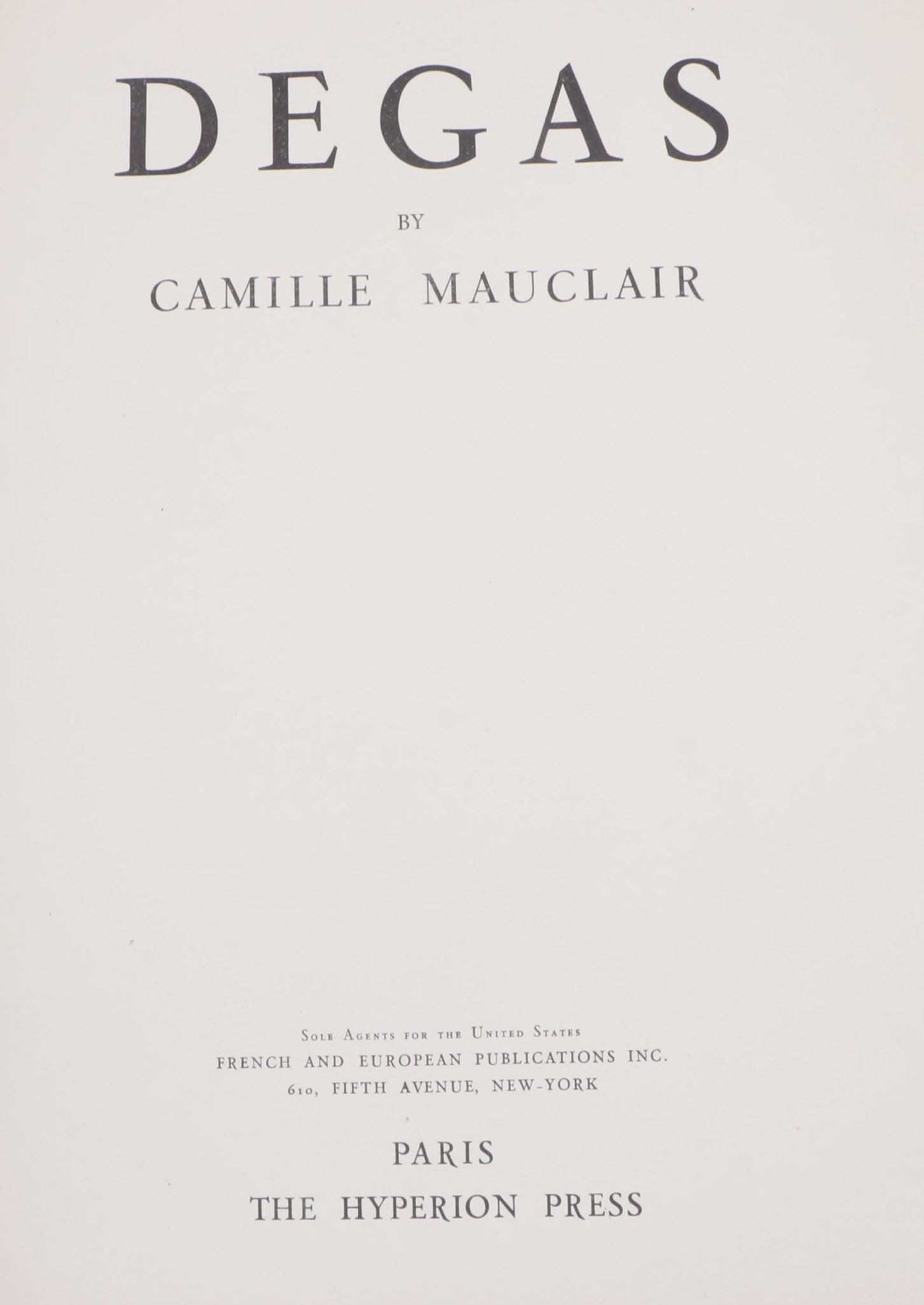 First Edition "Degas" by Camille Mauclair, 1937