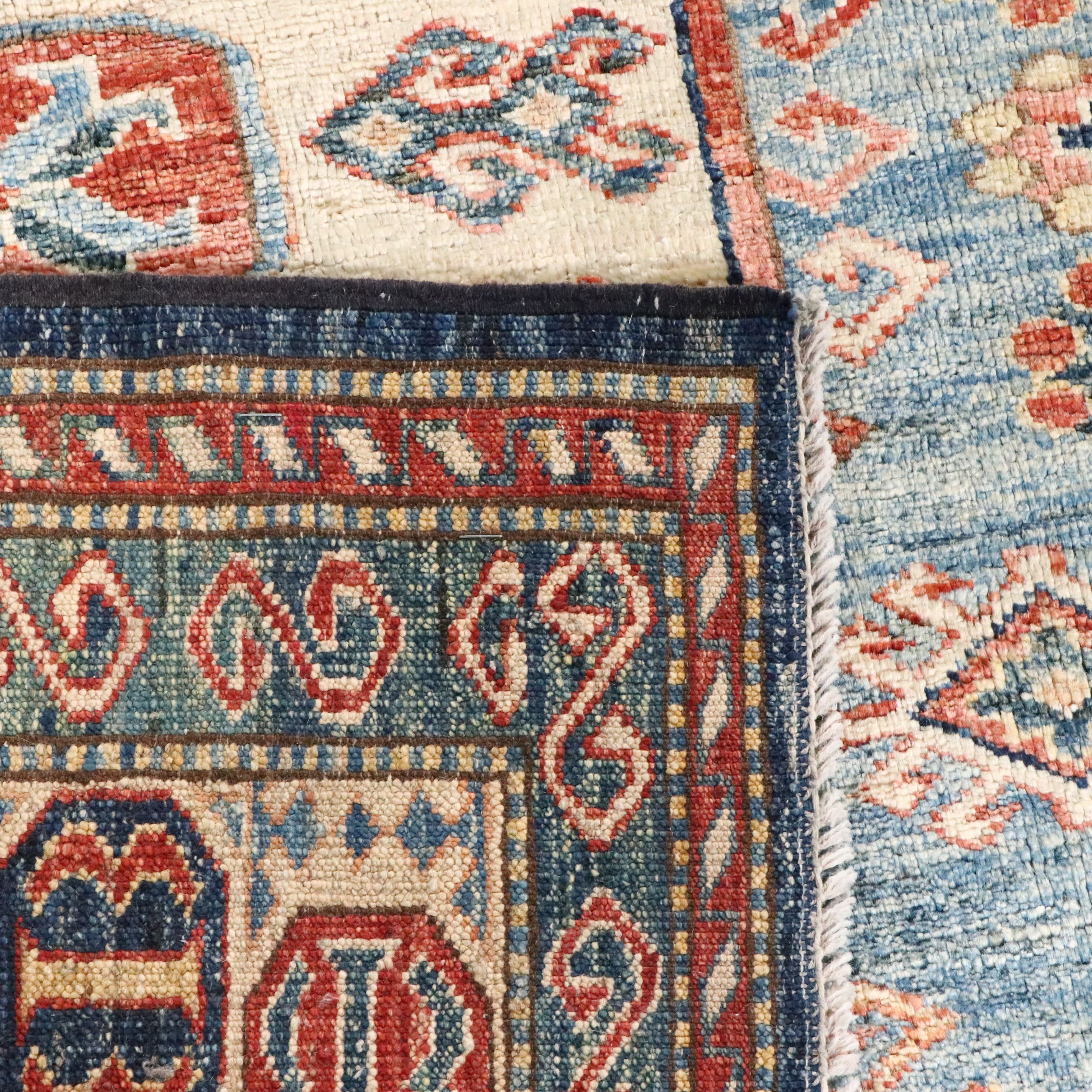 4'9 x 5'9 Hand-Knotted Pakistani Kazak Area Rug