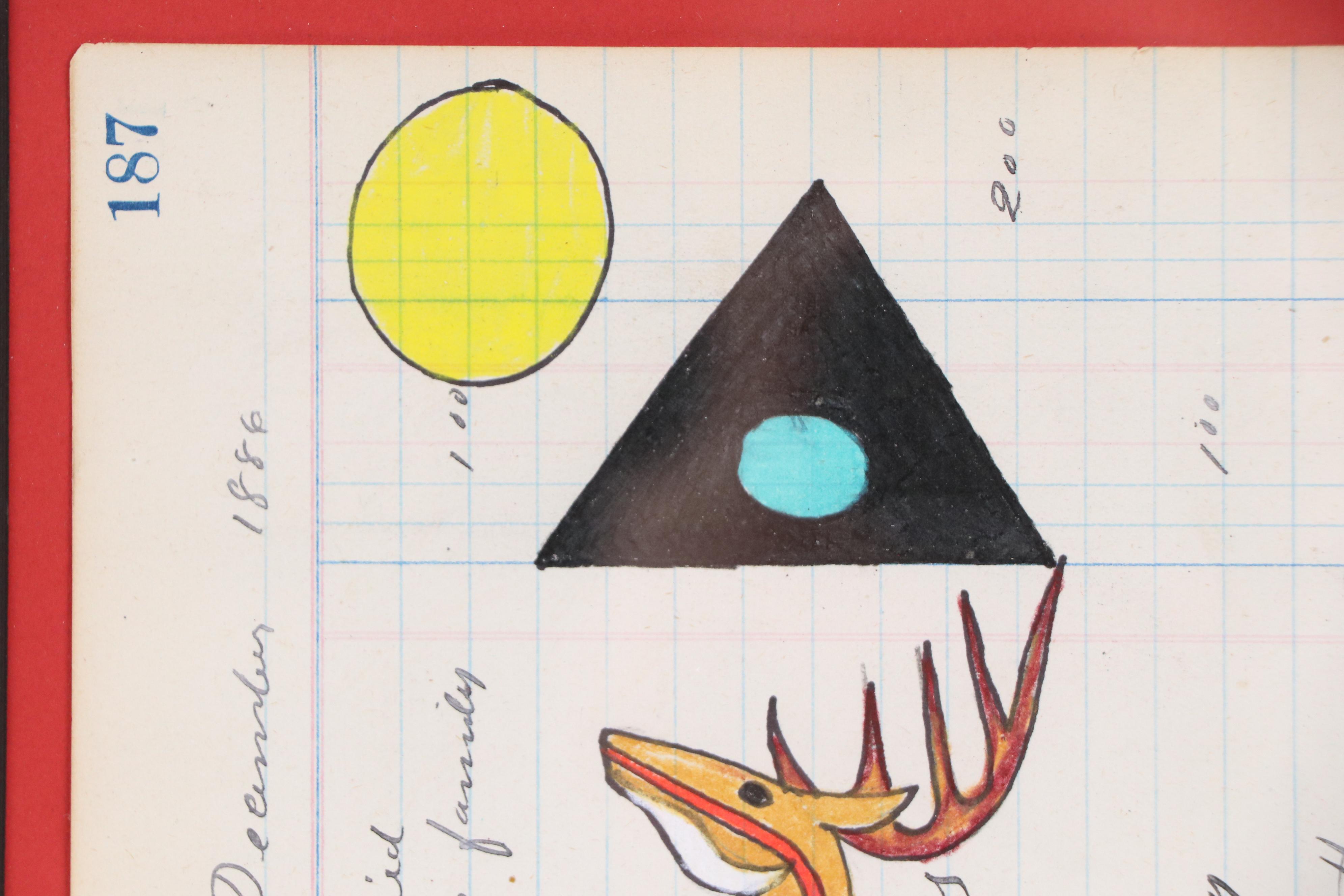 Terrance Guardipee Ledger Art Mixed Media Drawing "Sky Woman the Provider"