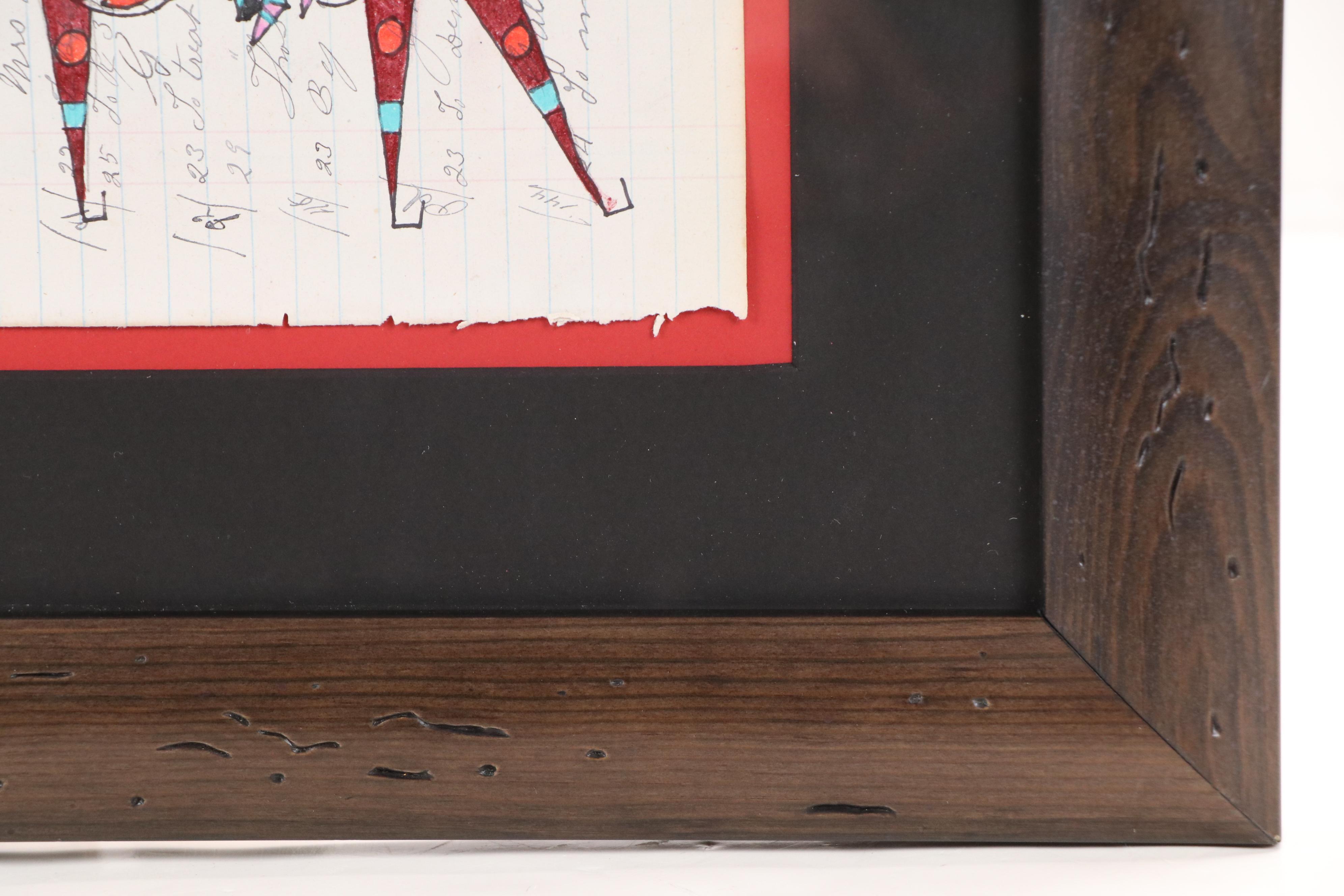 Terrance Guardipee Ledger Art Mixed Media Drawing "Sky Woman the Provider"