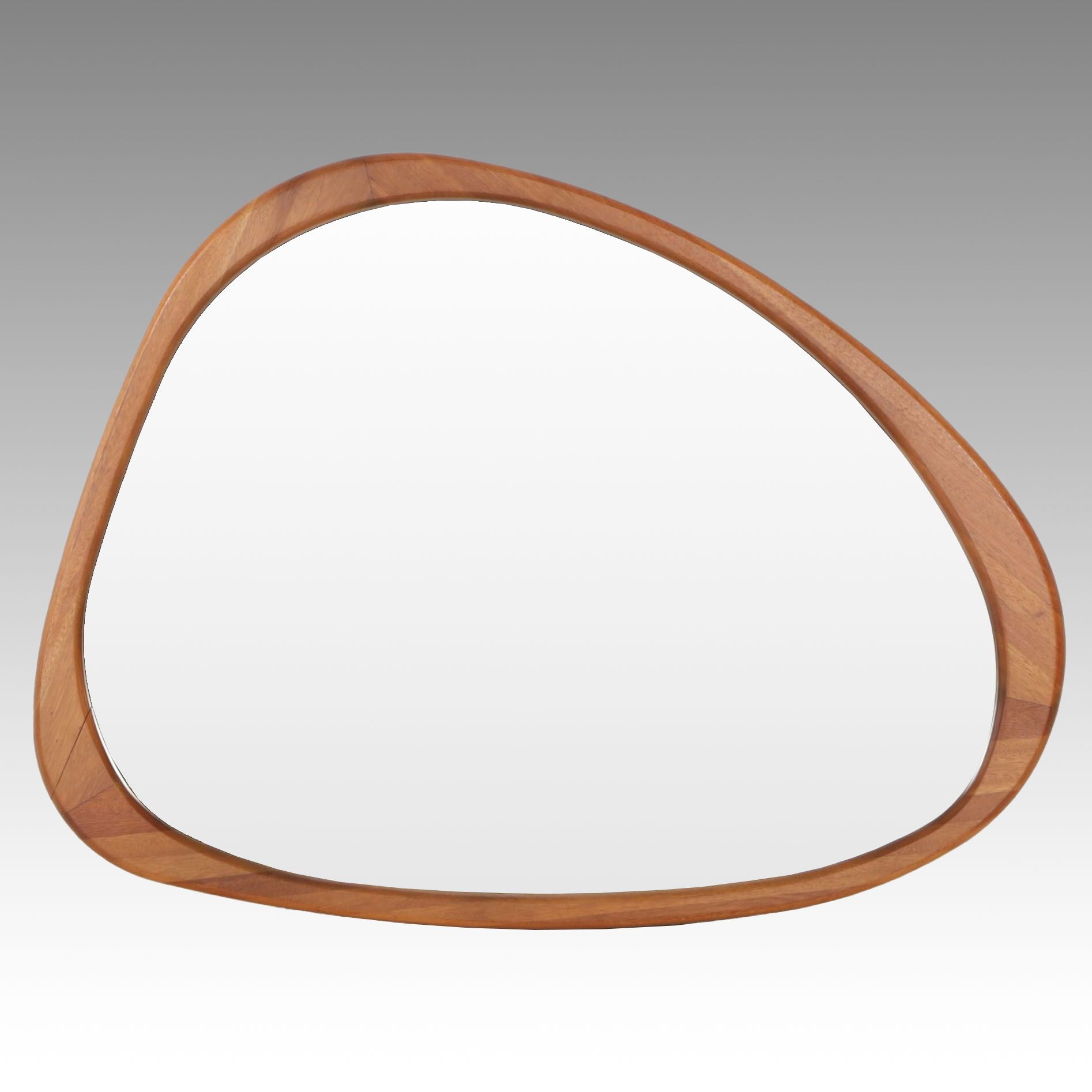 West Elm Retro Style Asymmetrical Teak Wall Mirror, 2017